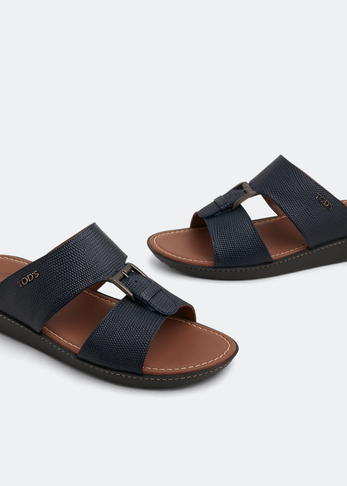 Buckle leather sandals, Blue