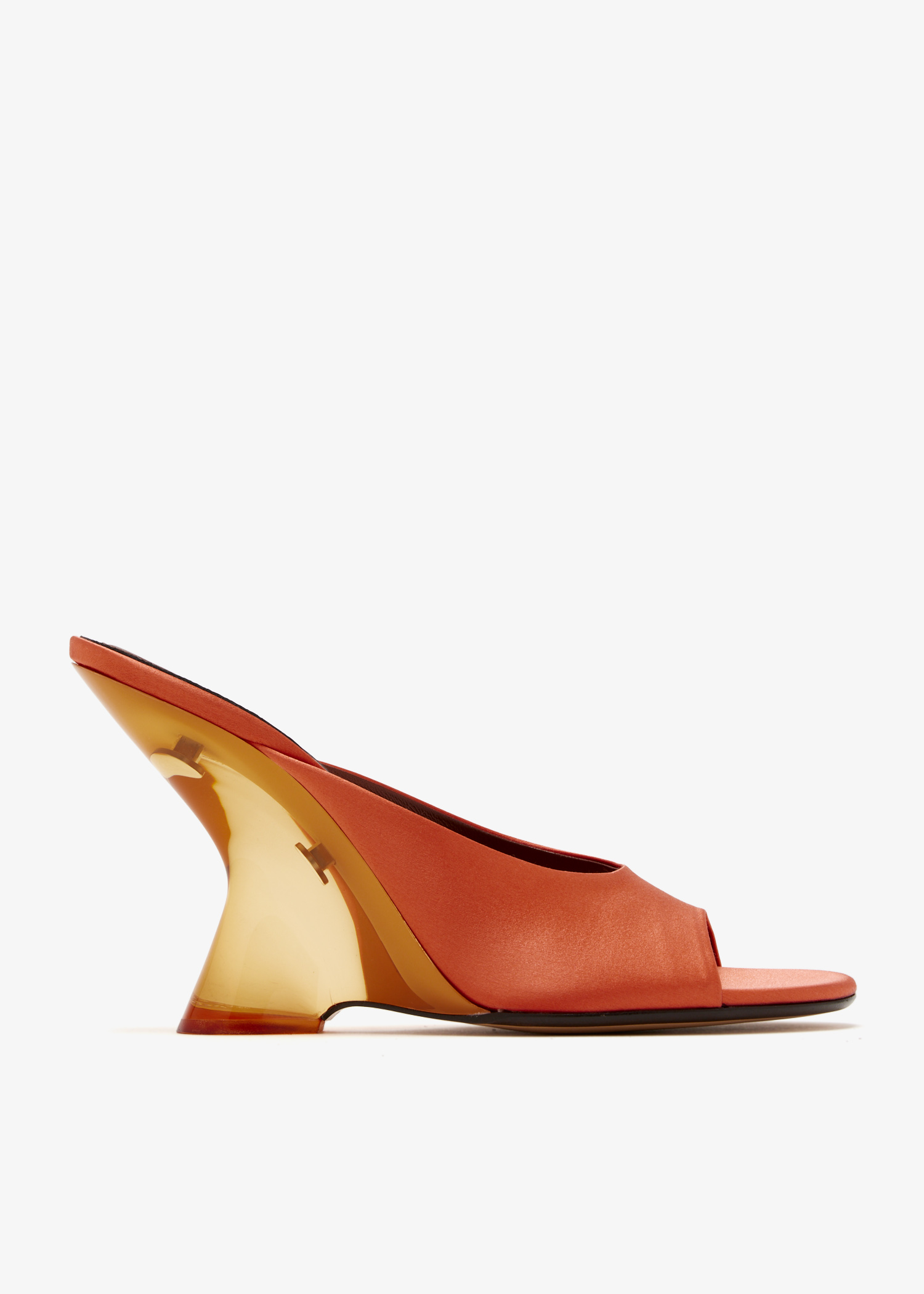 

Open-toe satin mules, Orange