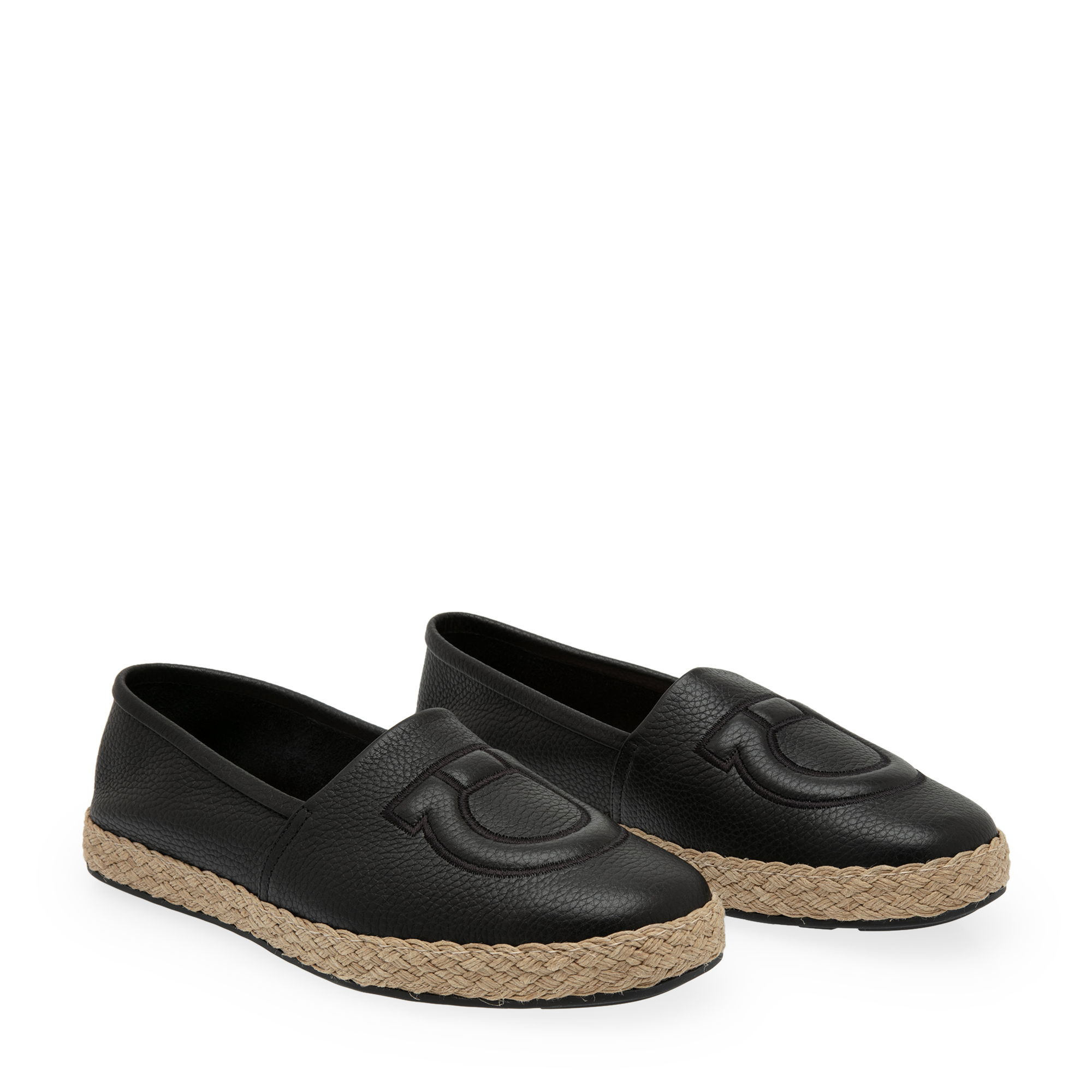 

Gancini leather espadrilles, Black