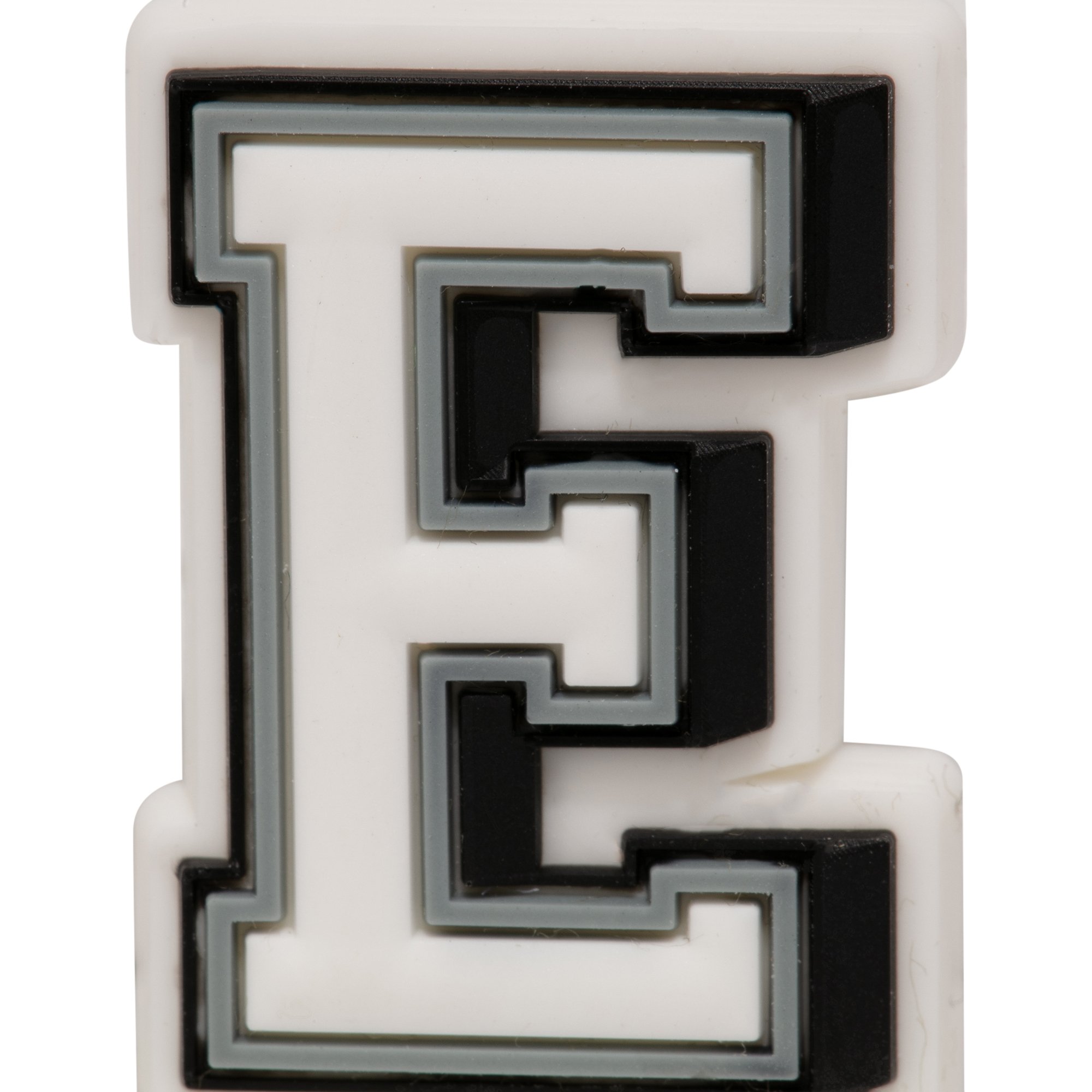 

Letter E Jibbitz pin, White