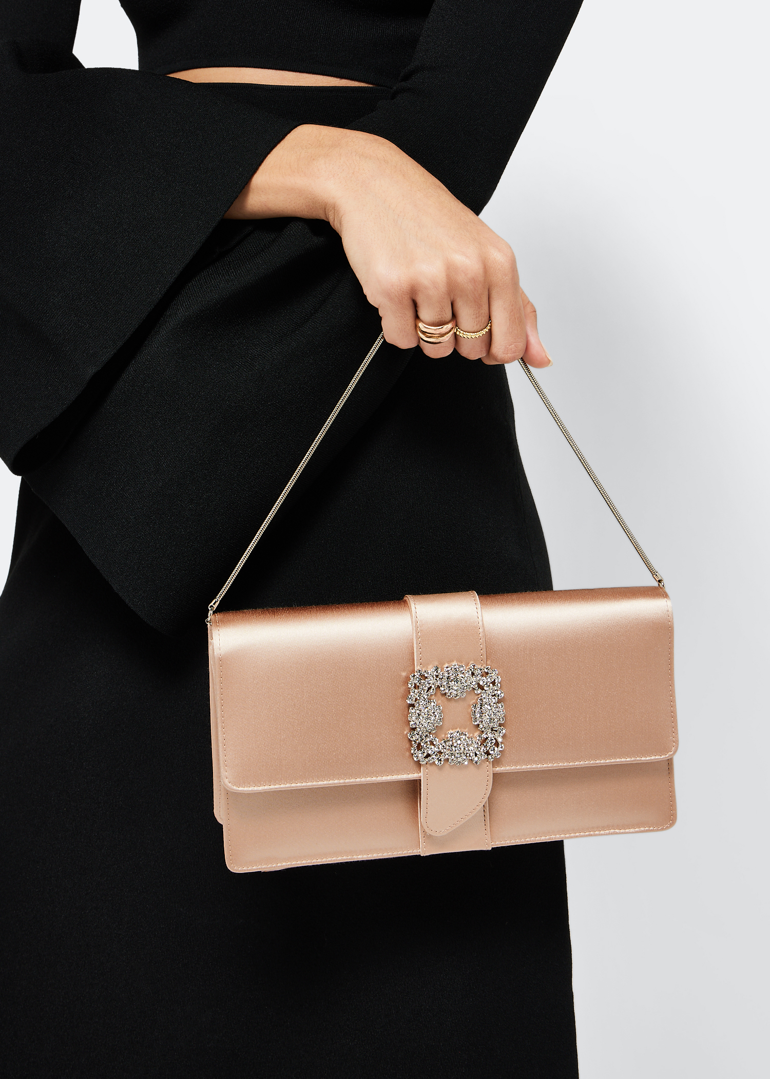 

Capri satin clutch, Beige