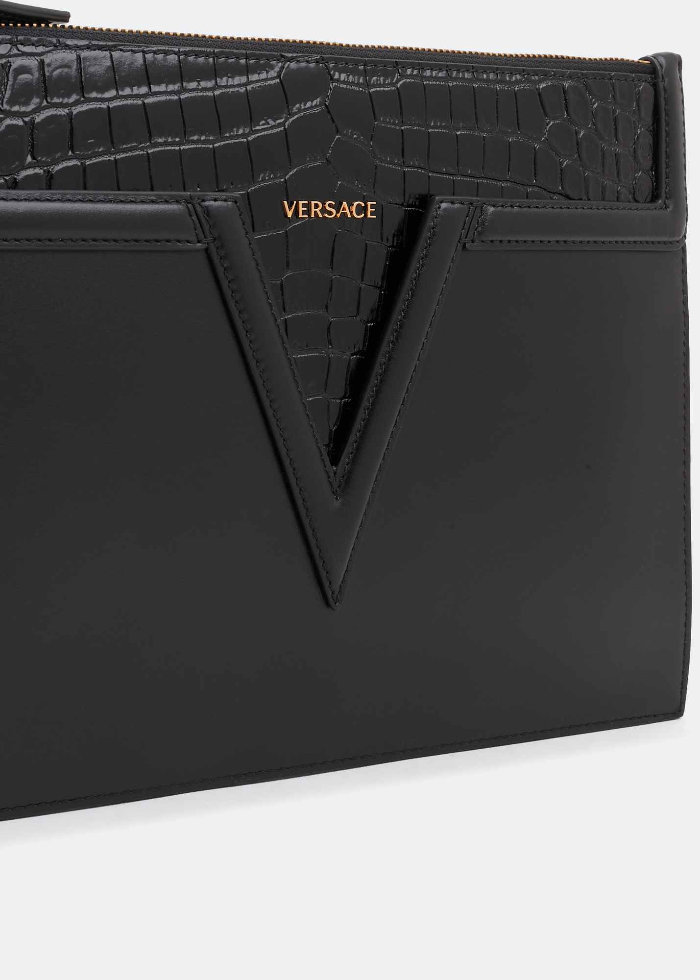 

V leather pouch, Black