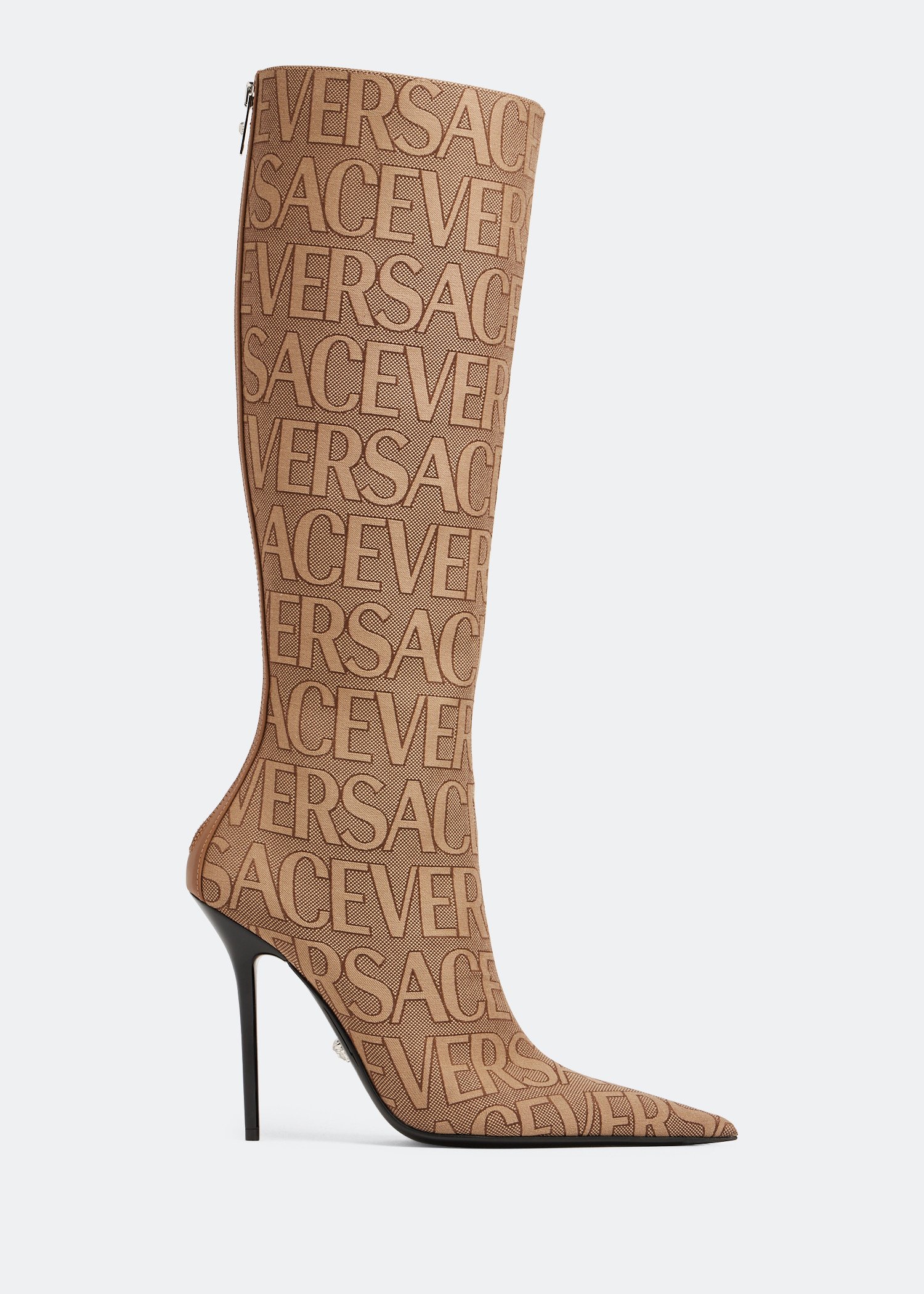 

Versace Allover knee-high boots, Brown