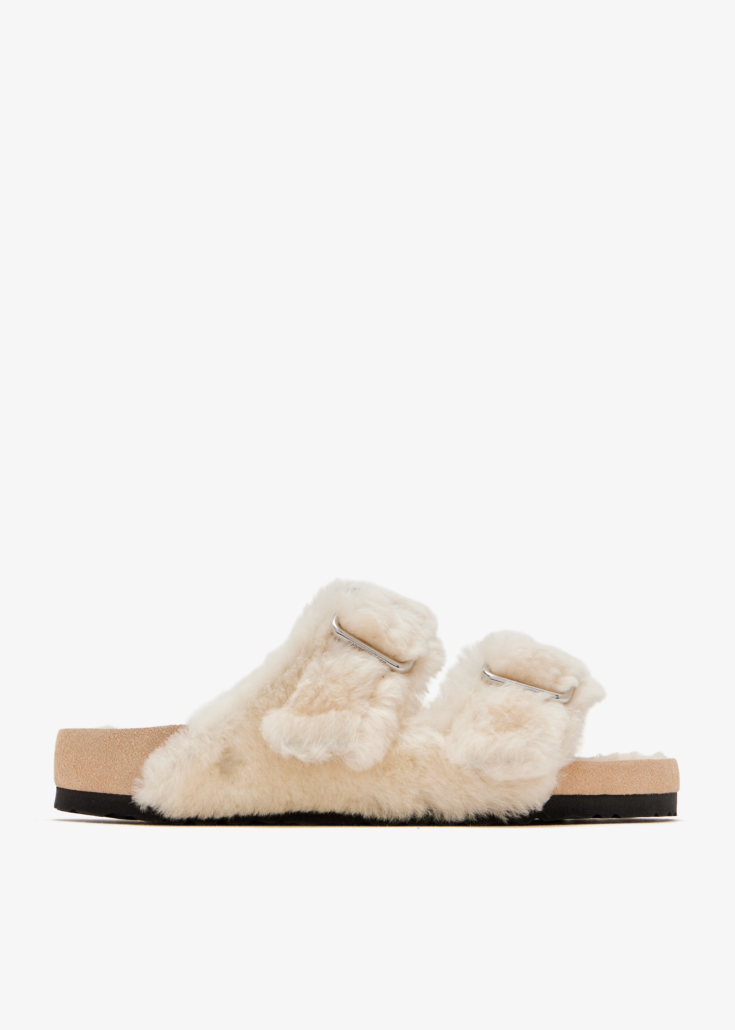 

Arizona Shearling narrow-width sandals, Cream