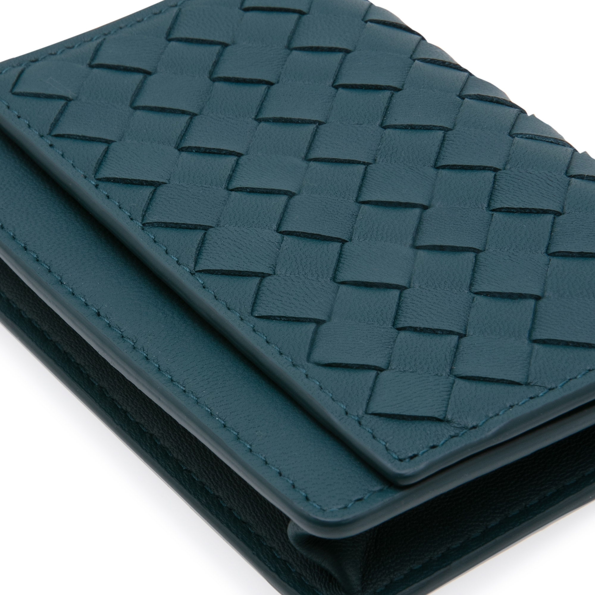 

Intrecciato card wallet, Blue