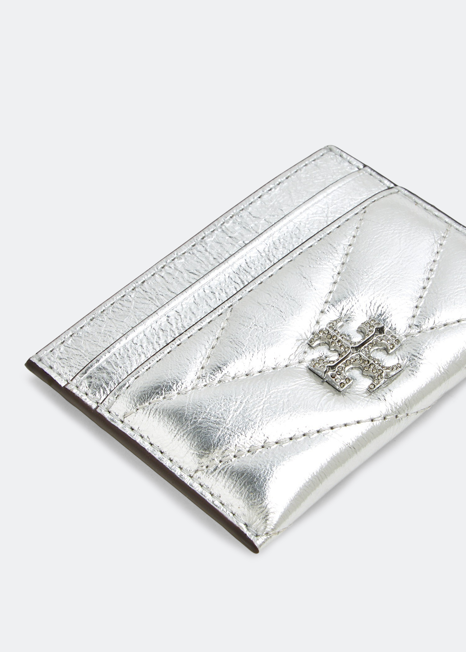 

Kira Pave chevron card case, Silver