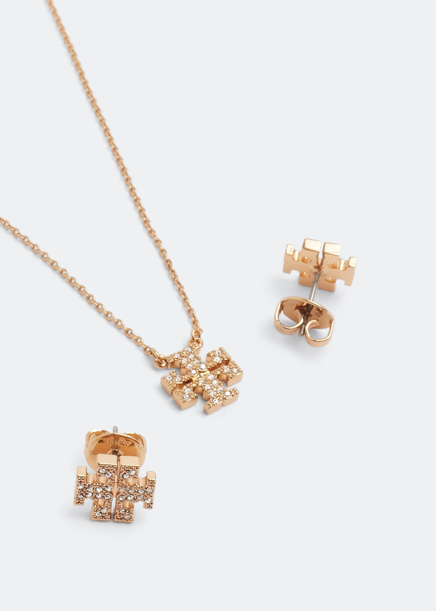 

Kira pave pendant and stud earring set, Gold