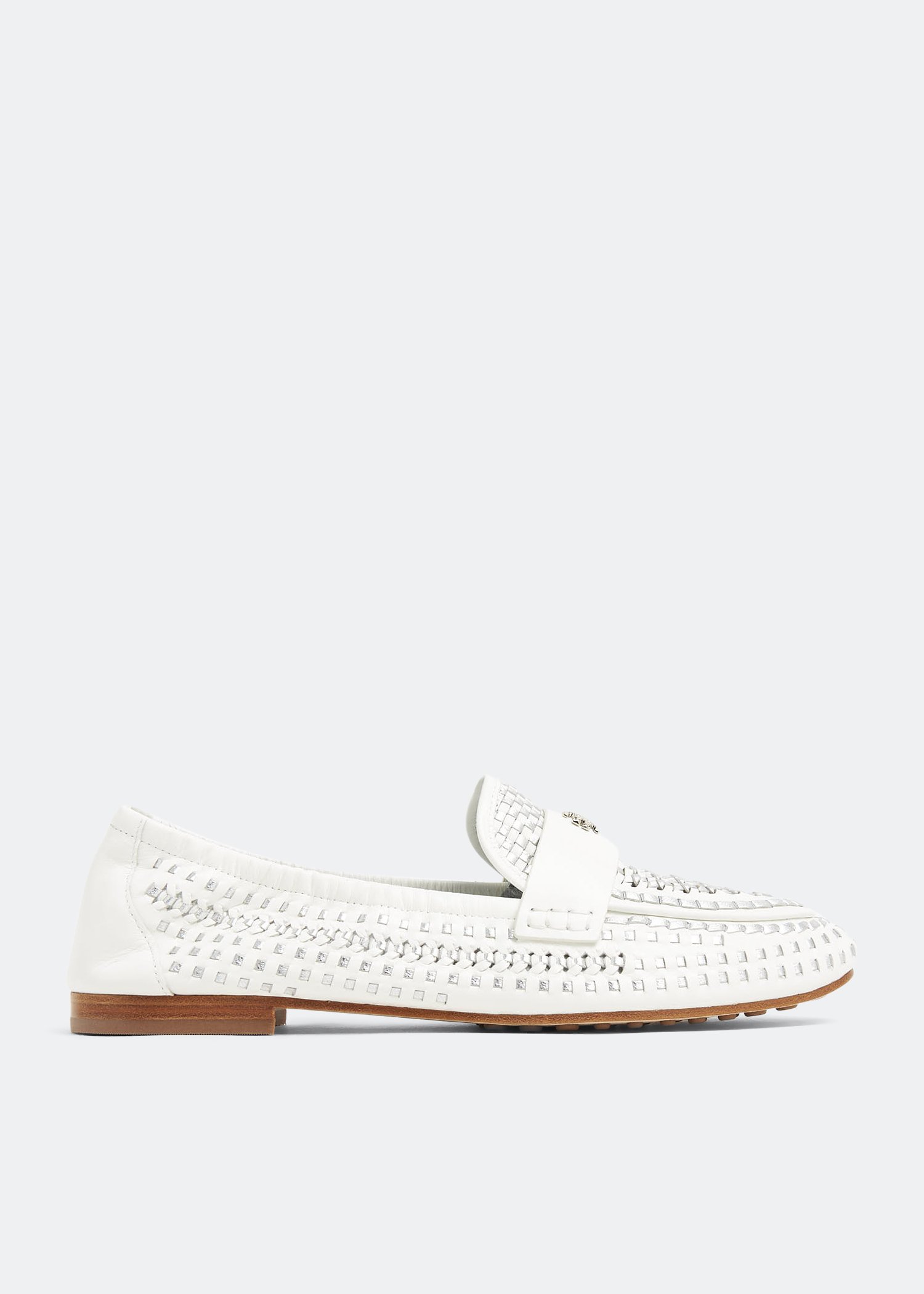 

Woven ballet loafers, White