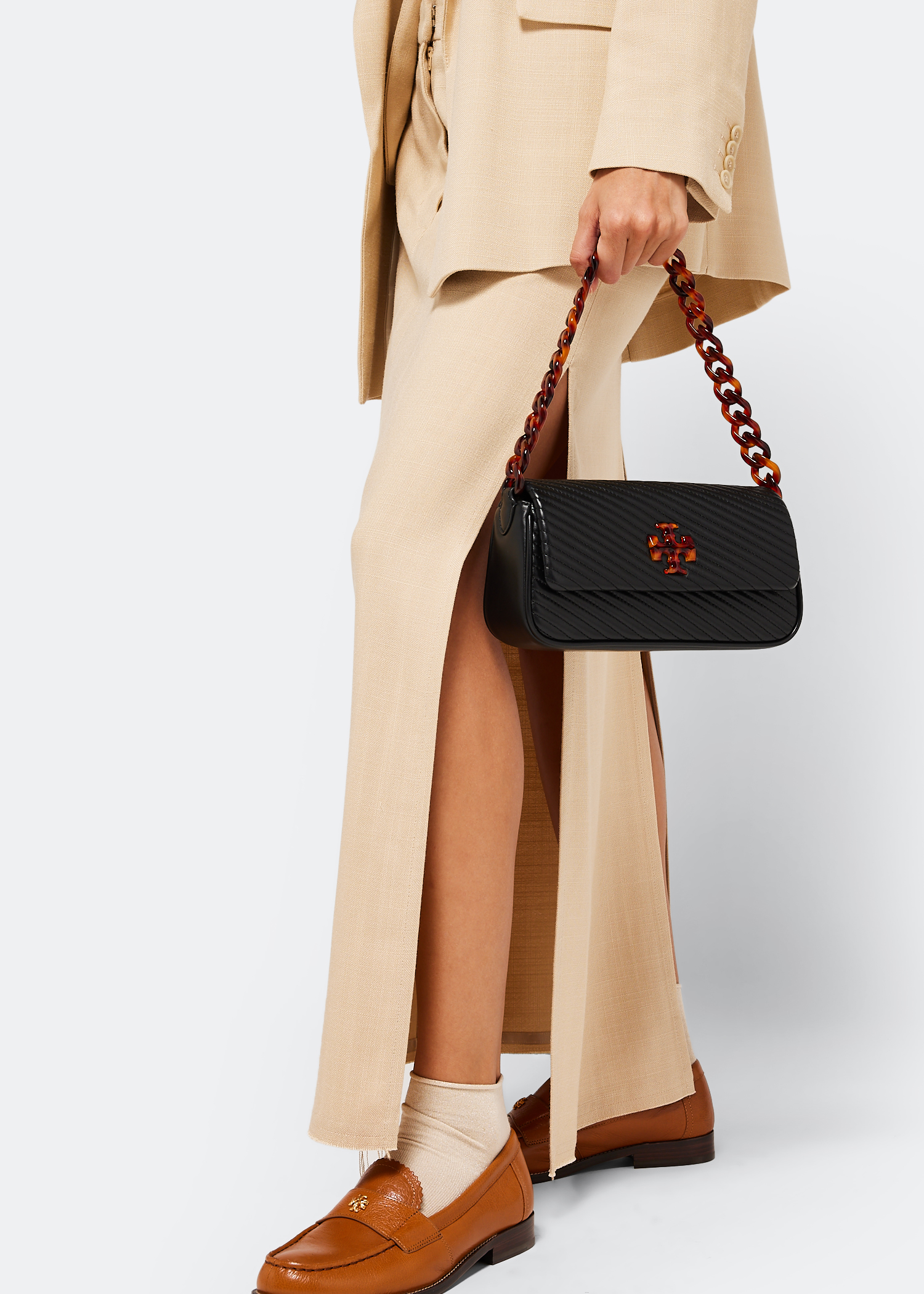 

Kira Moto Quilt small flap bag, Black