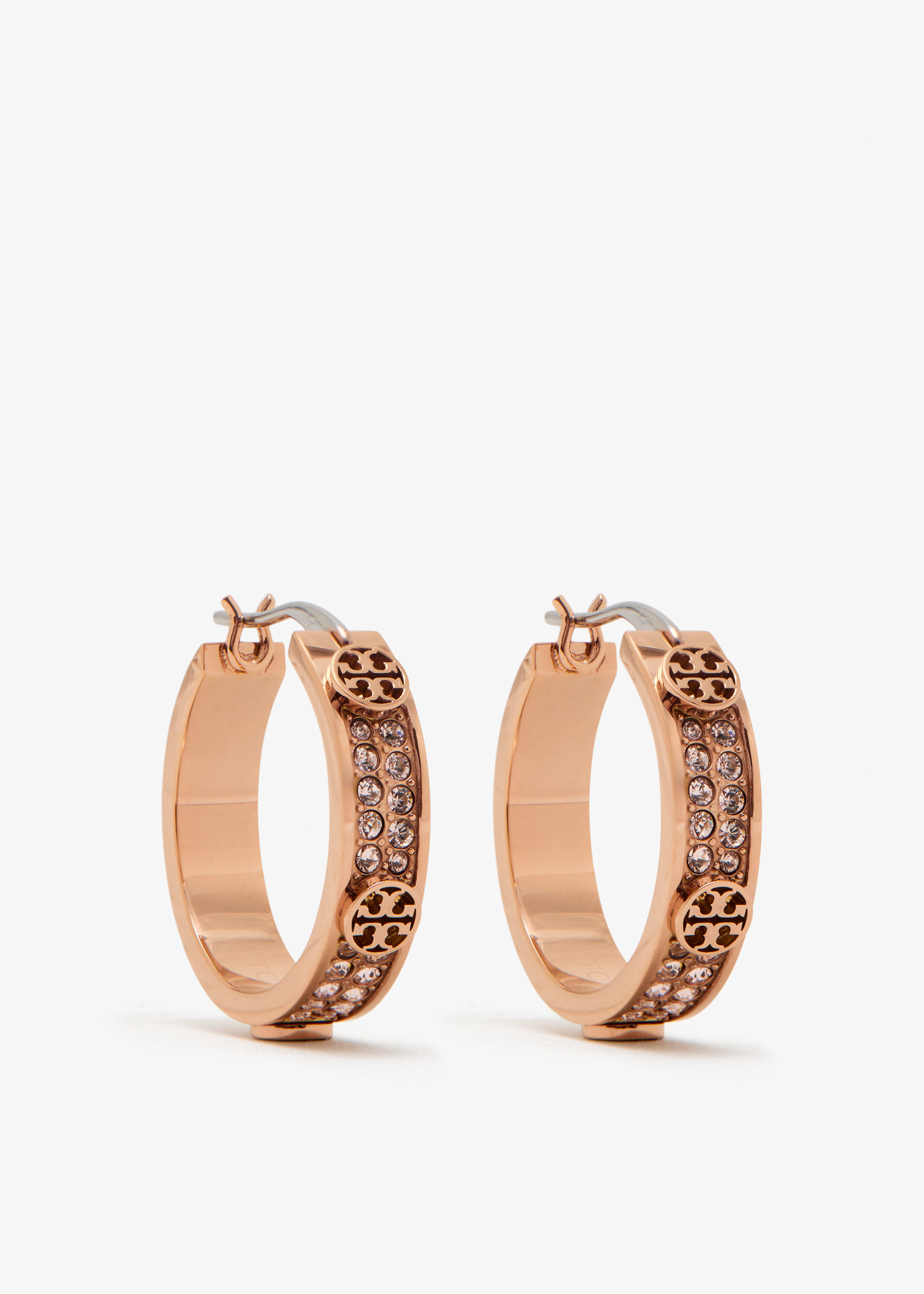 

Small Miller stud pavé hoop earrings, Rose gold