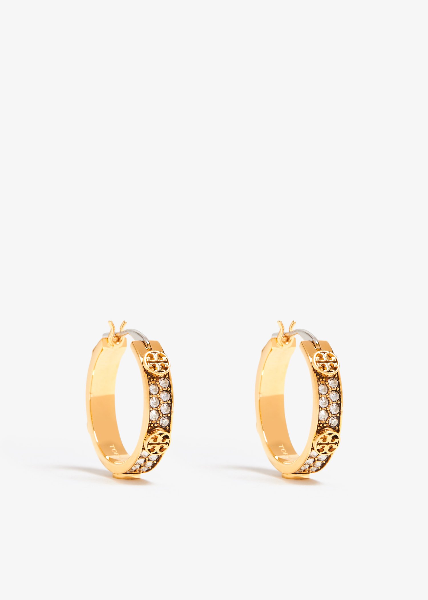 

Small Miller stud pavé hoop earrings, Gold