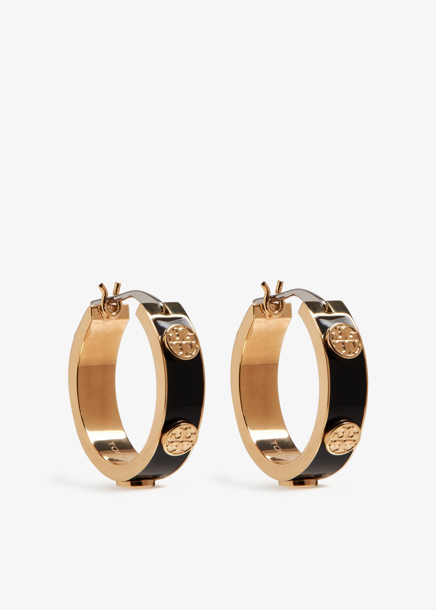 

Miller stud enamel hoop earrings, Gold