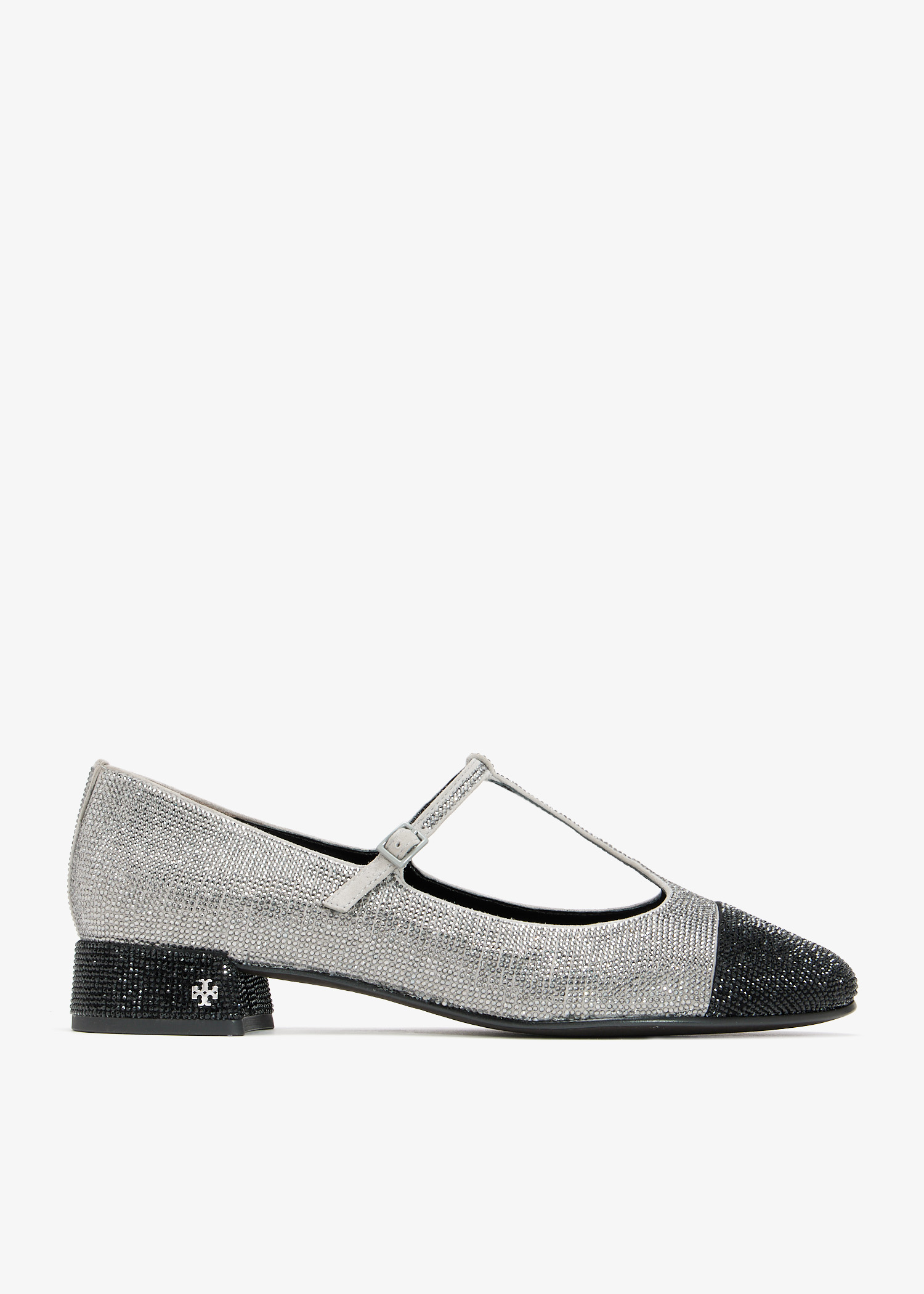 

Cap-Toe T Strap Pavé ballet pumps, Grey