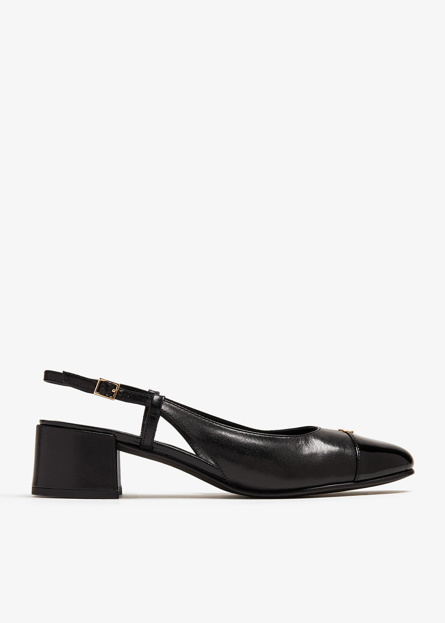 

Cap-toe slingback pumps, Black