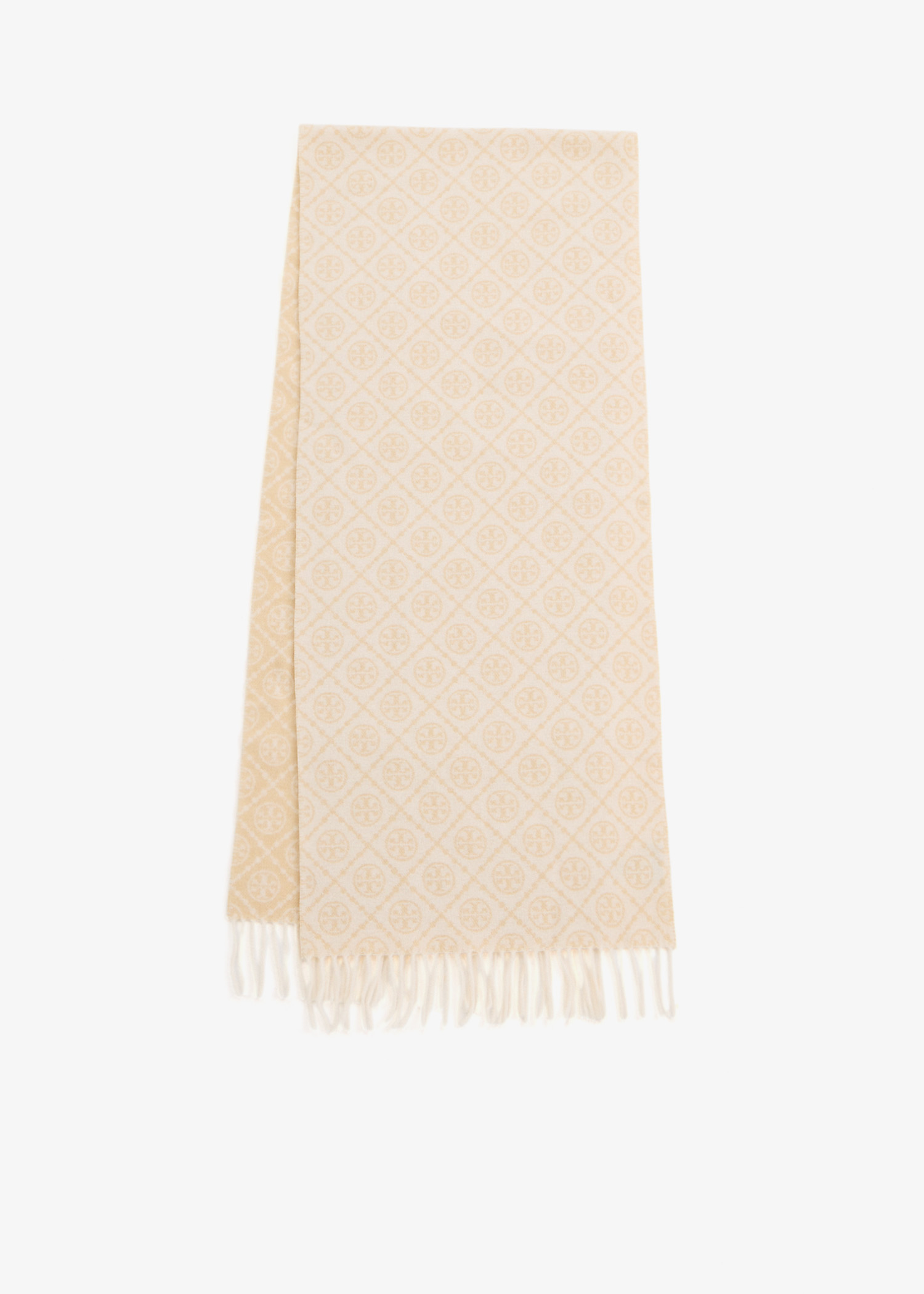 

T Monogram oblong scarf, Cream