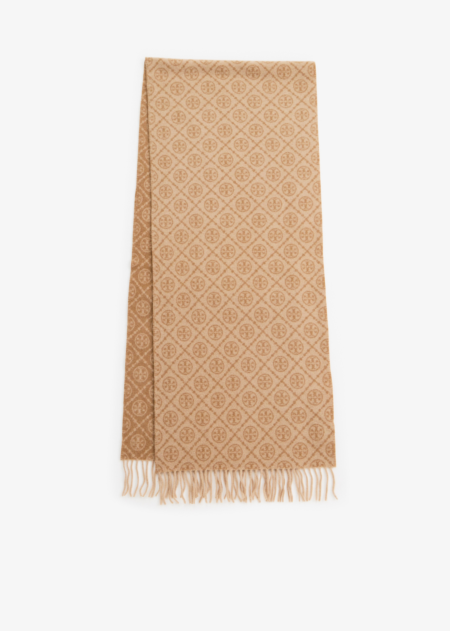 

T Monogram oblong scarf, Brown