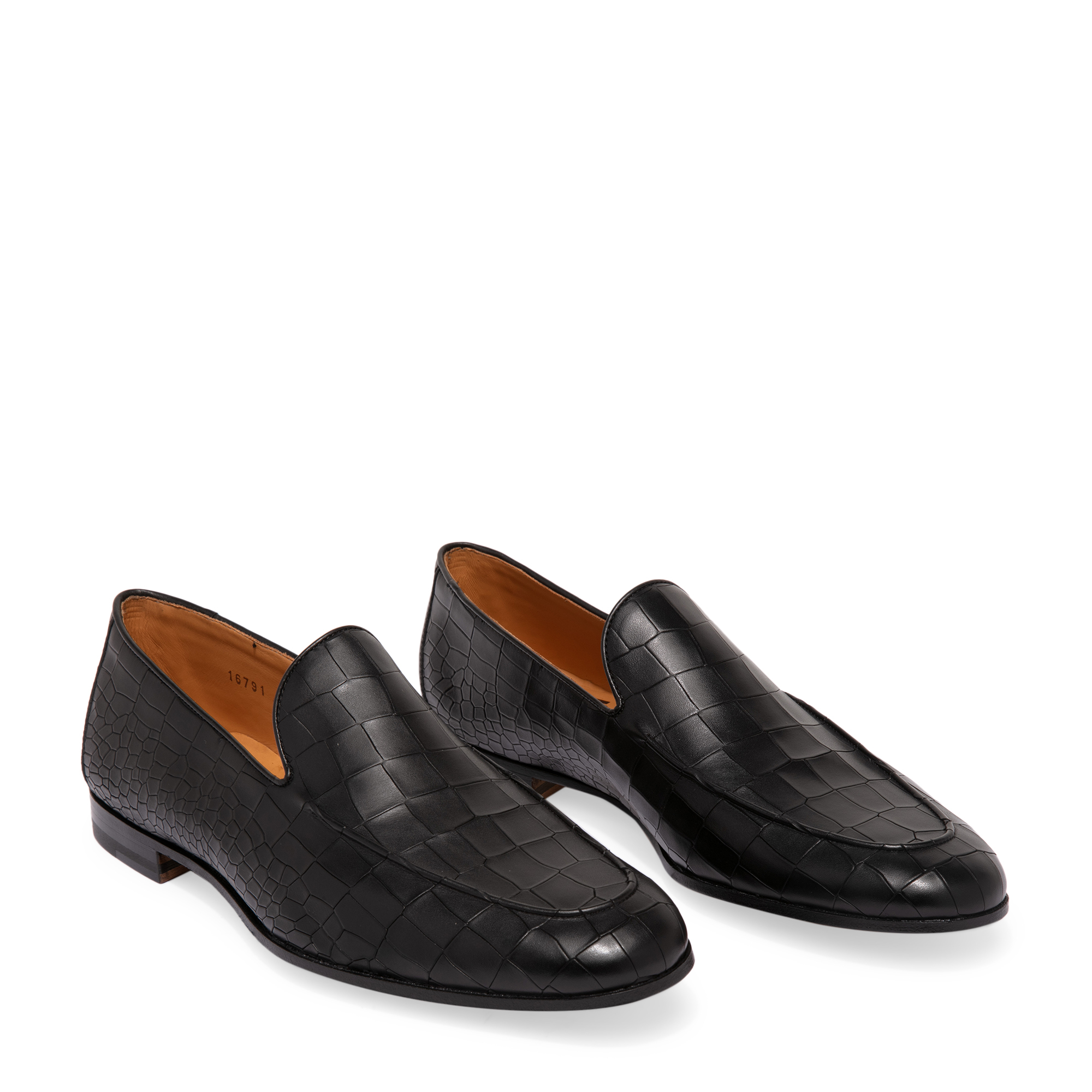 

Embossed leather loafers, Black