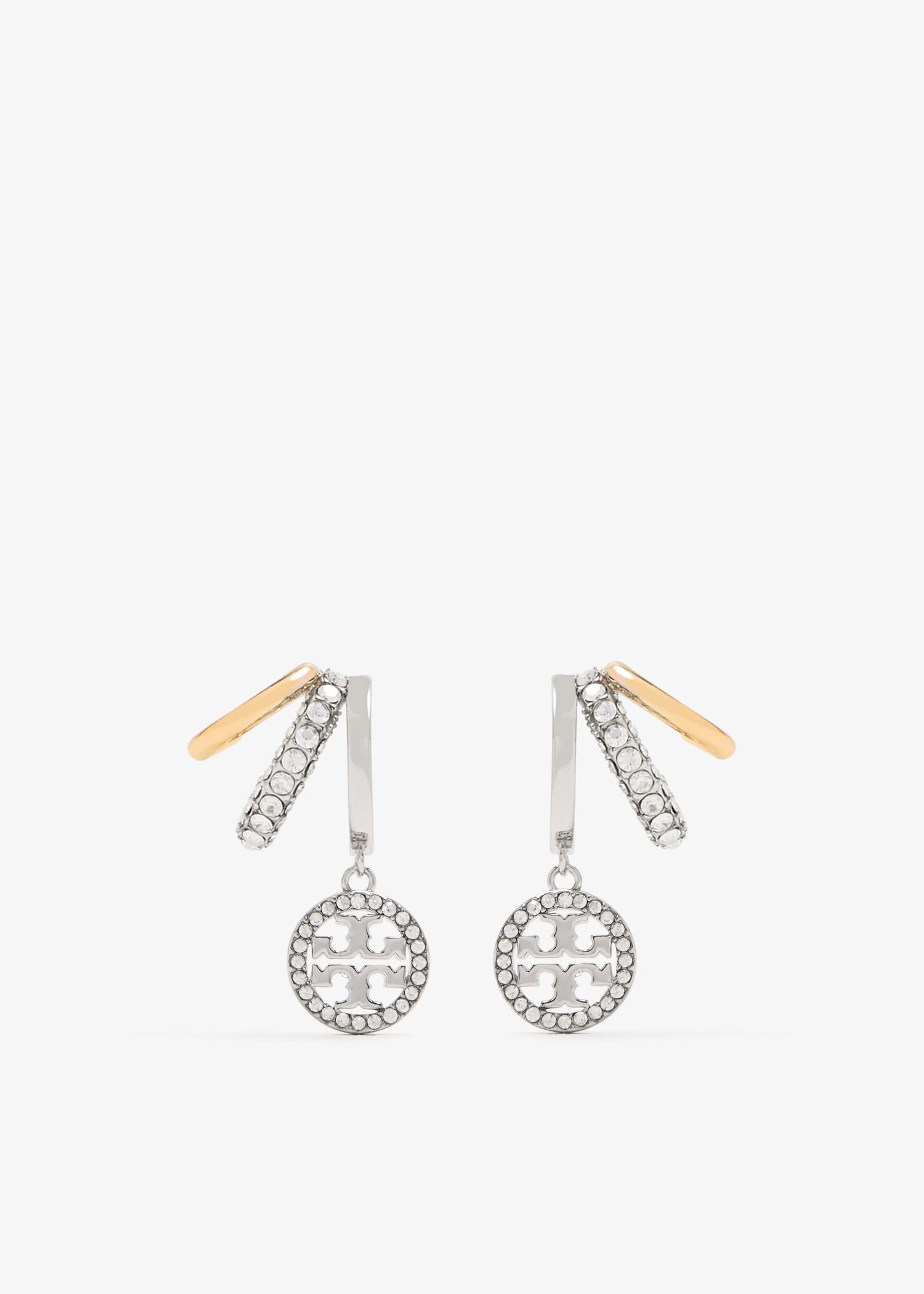 

Miller Pavé triple hoop earrings, Silver