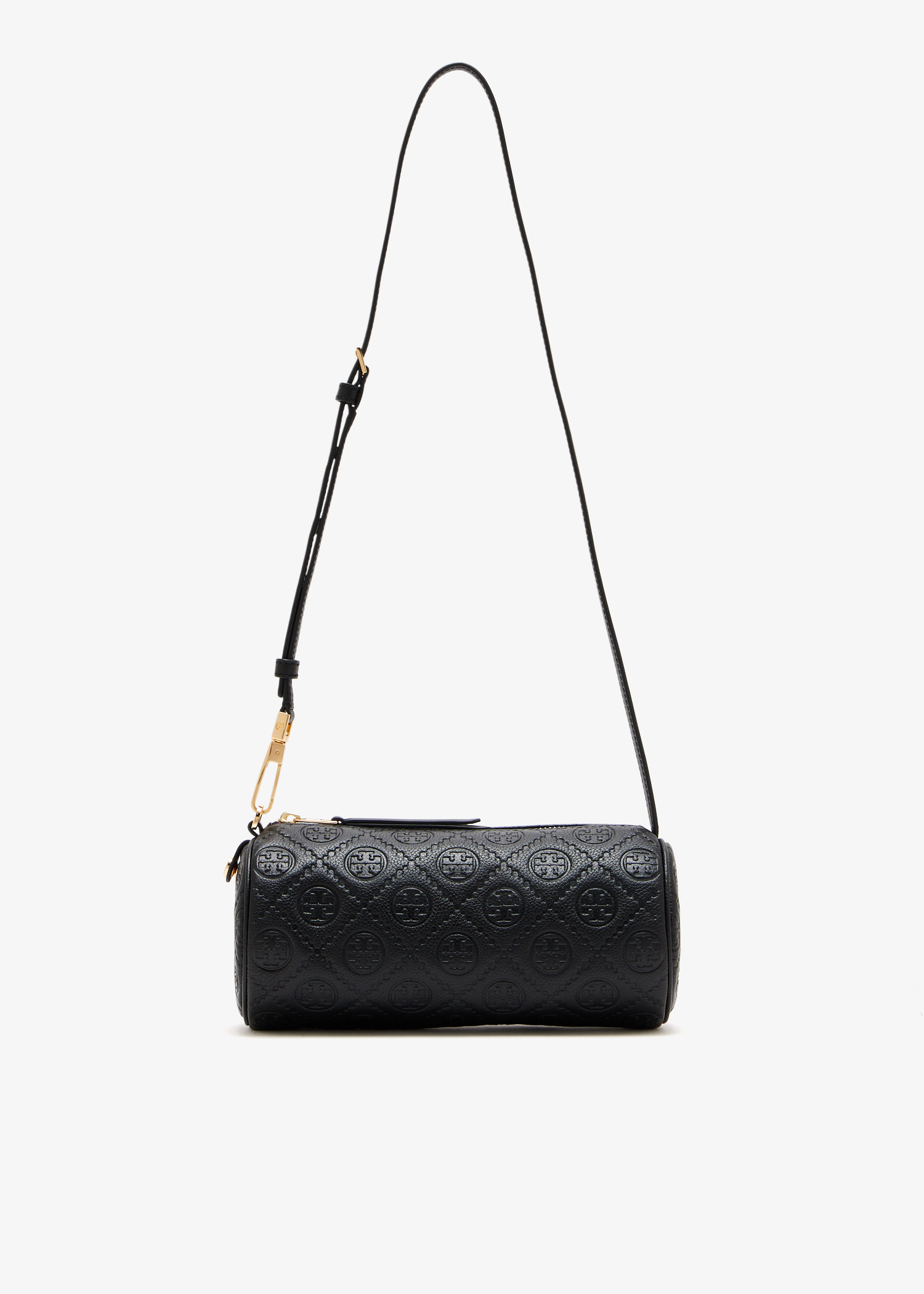 

T Monogram pebbled cylinder bag, Black