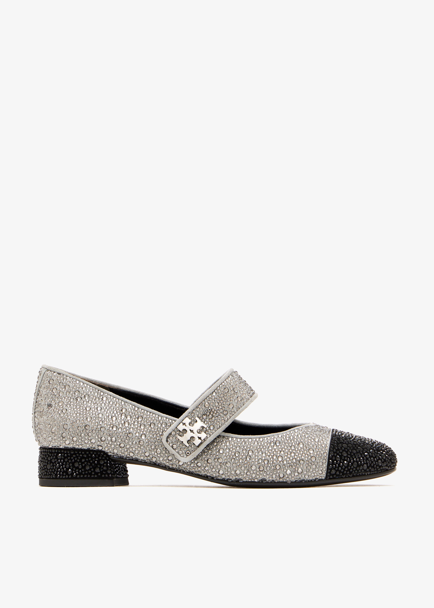 

Cap-toe Mary Jane crystal-embellished shoes, Grey