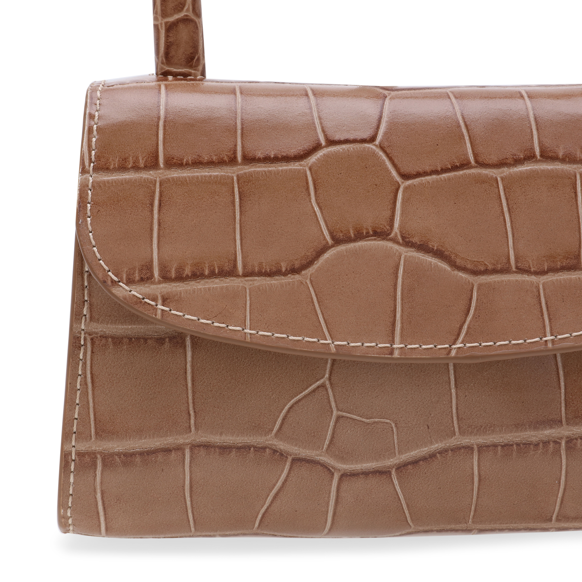 

Mini croc-effect leather bag, Beige