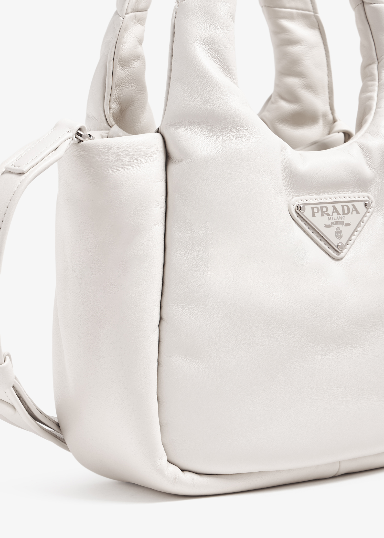 

Soft padded leather small bag, White