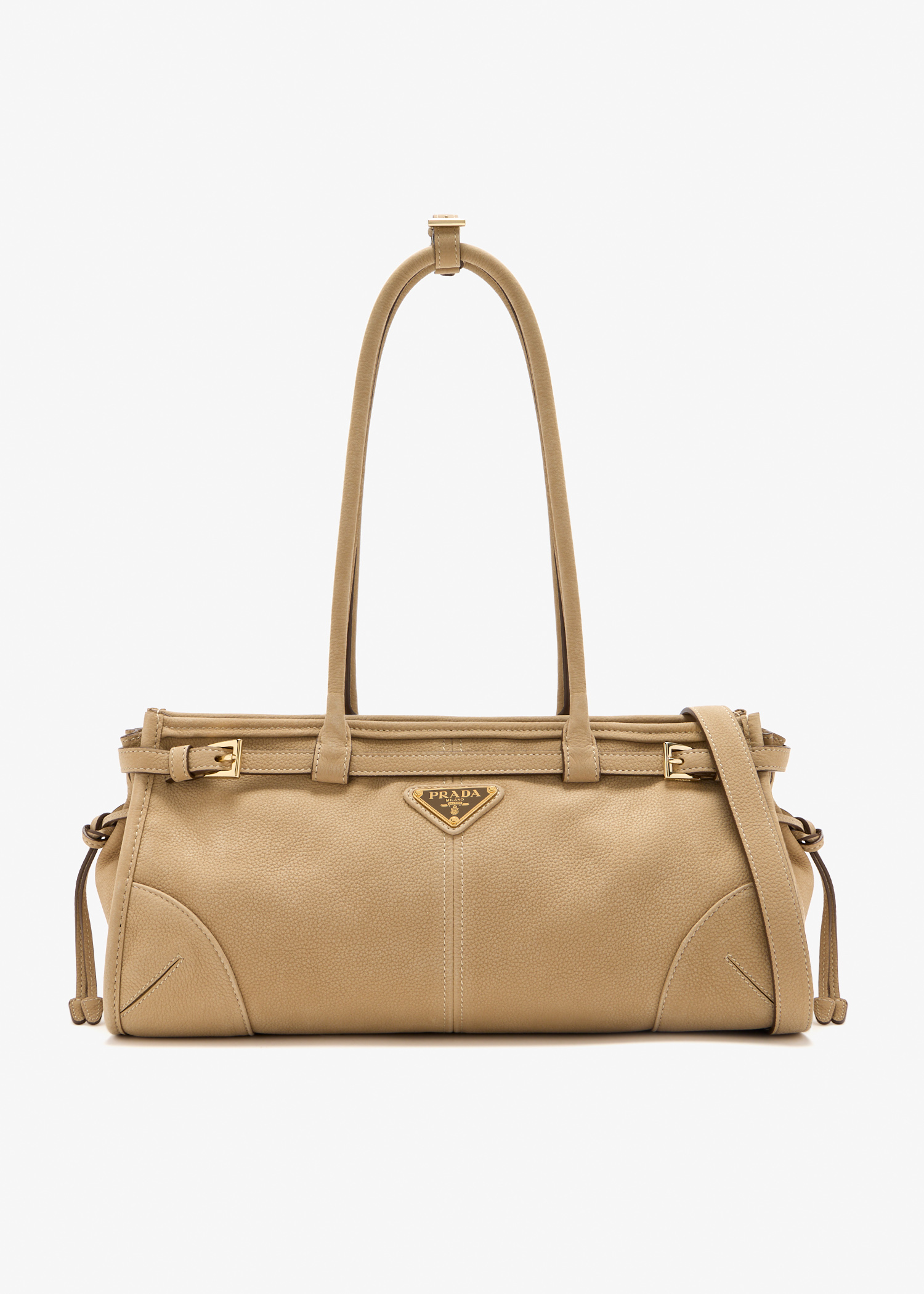 

Prada Bonnie medium nubuck leather handbag, Beige