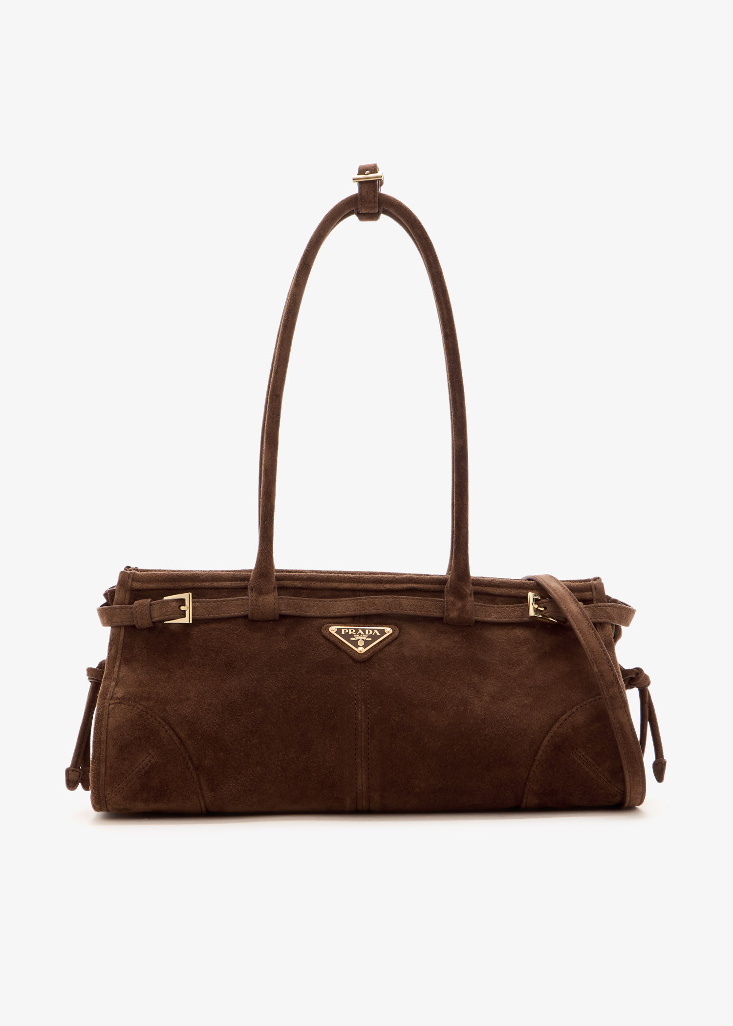 

Prada Bonnie medium suede handbag, Brown