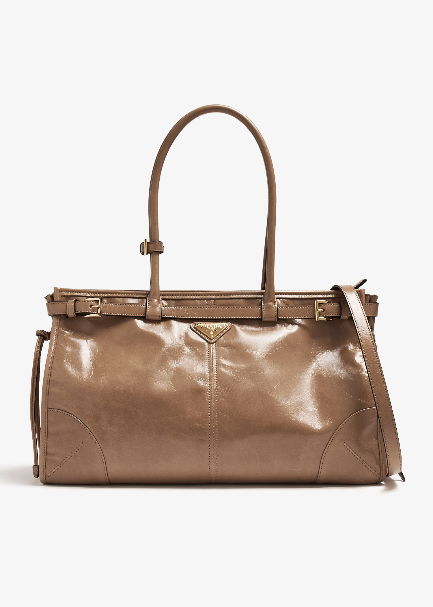 

Prada Bonnie large leather handbag, Brown