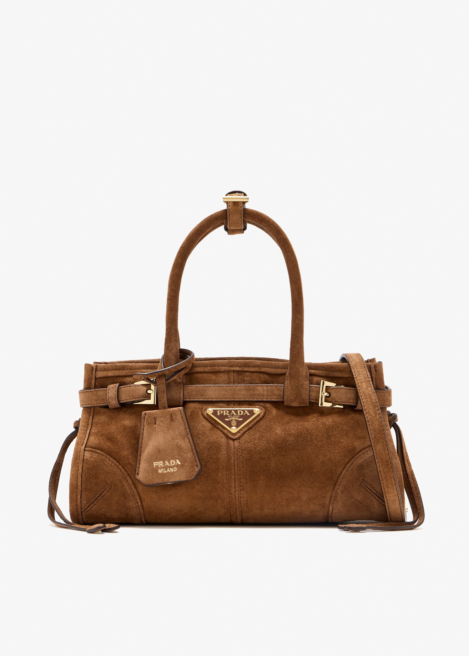 

Prada Bonnie suede mini handbag, Brown