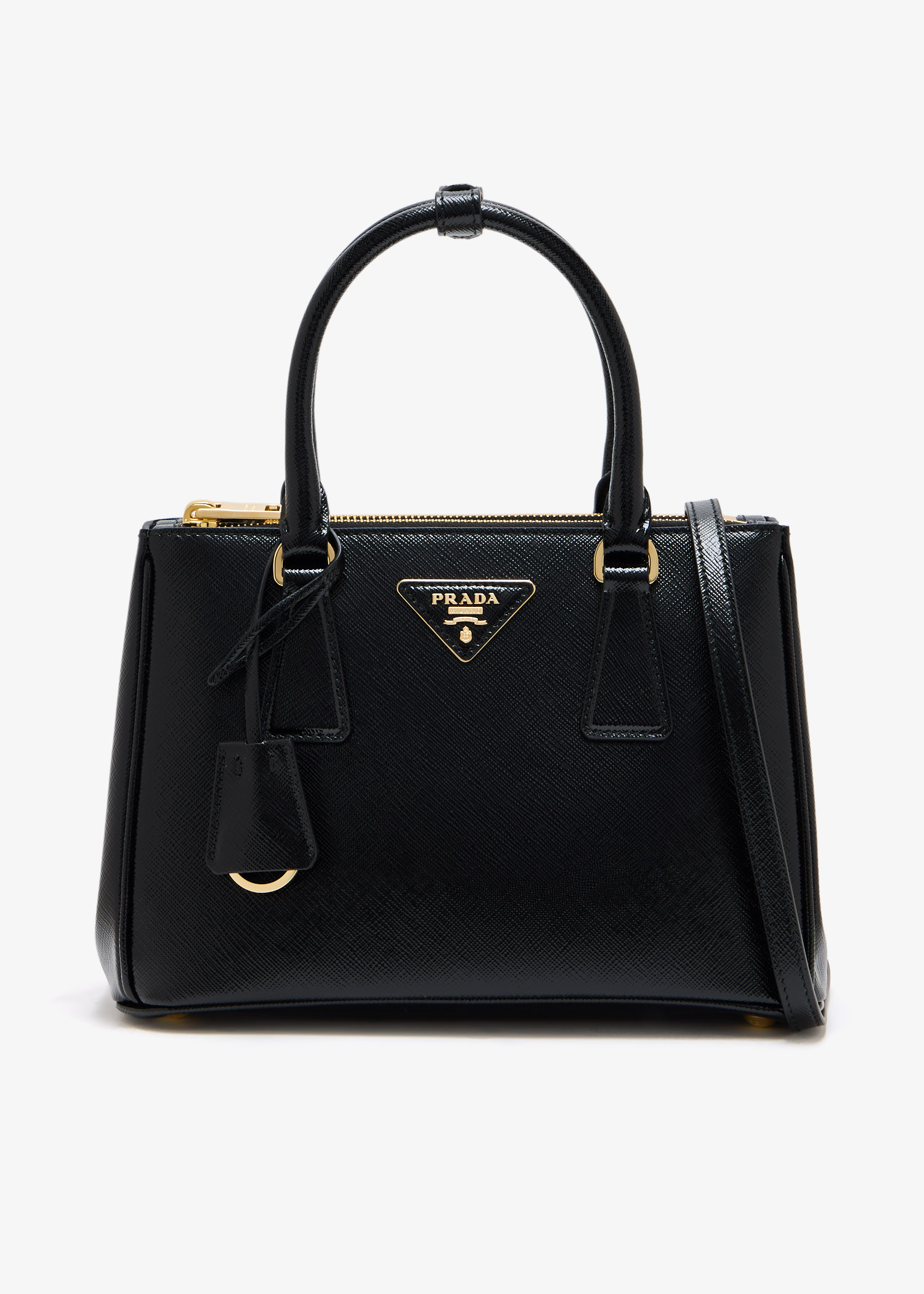 

Prada Galleria small patent saffiano leather bag, Black