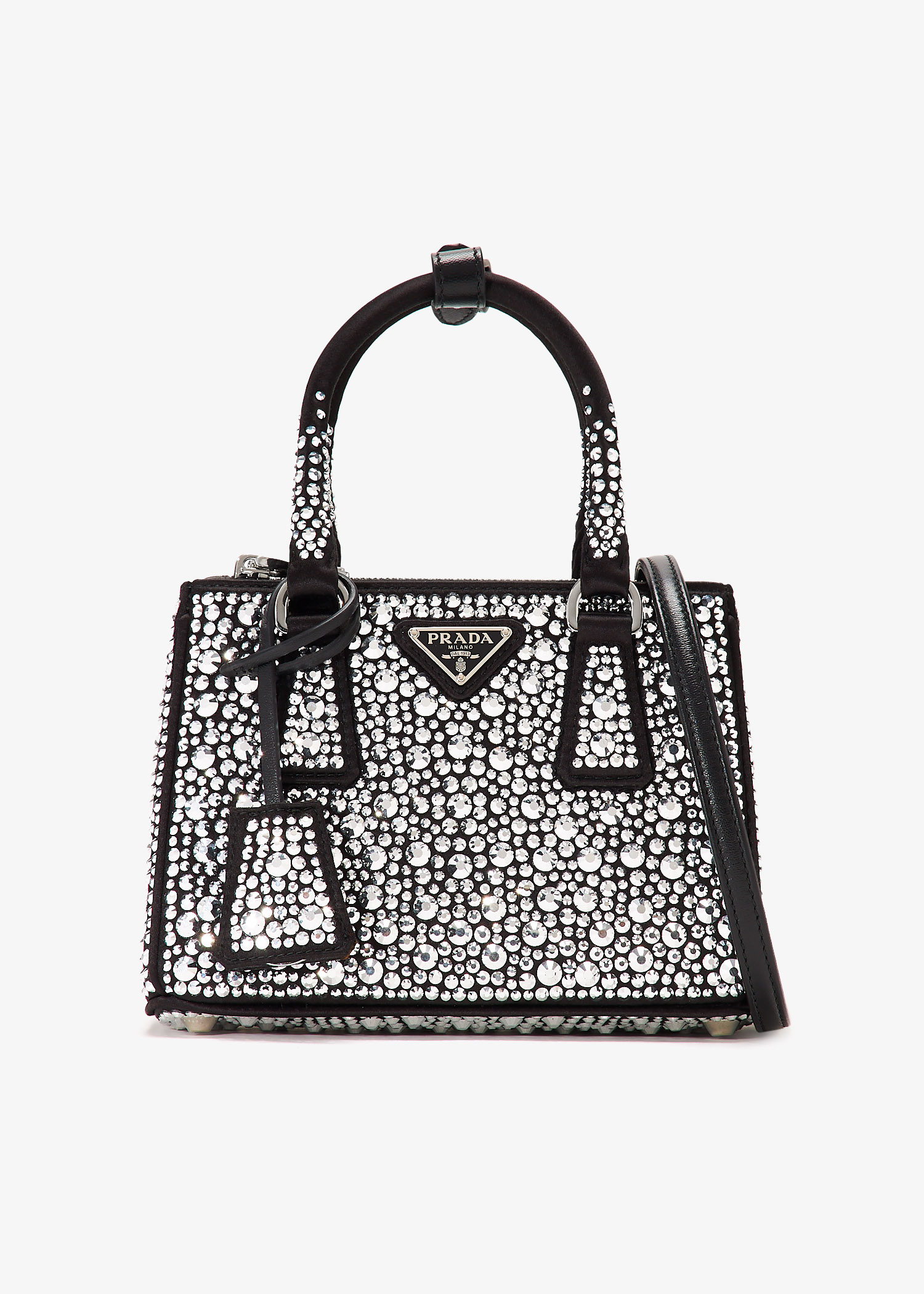 

Prada Galleria crystal satin micro-bag, Black