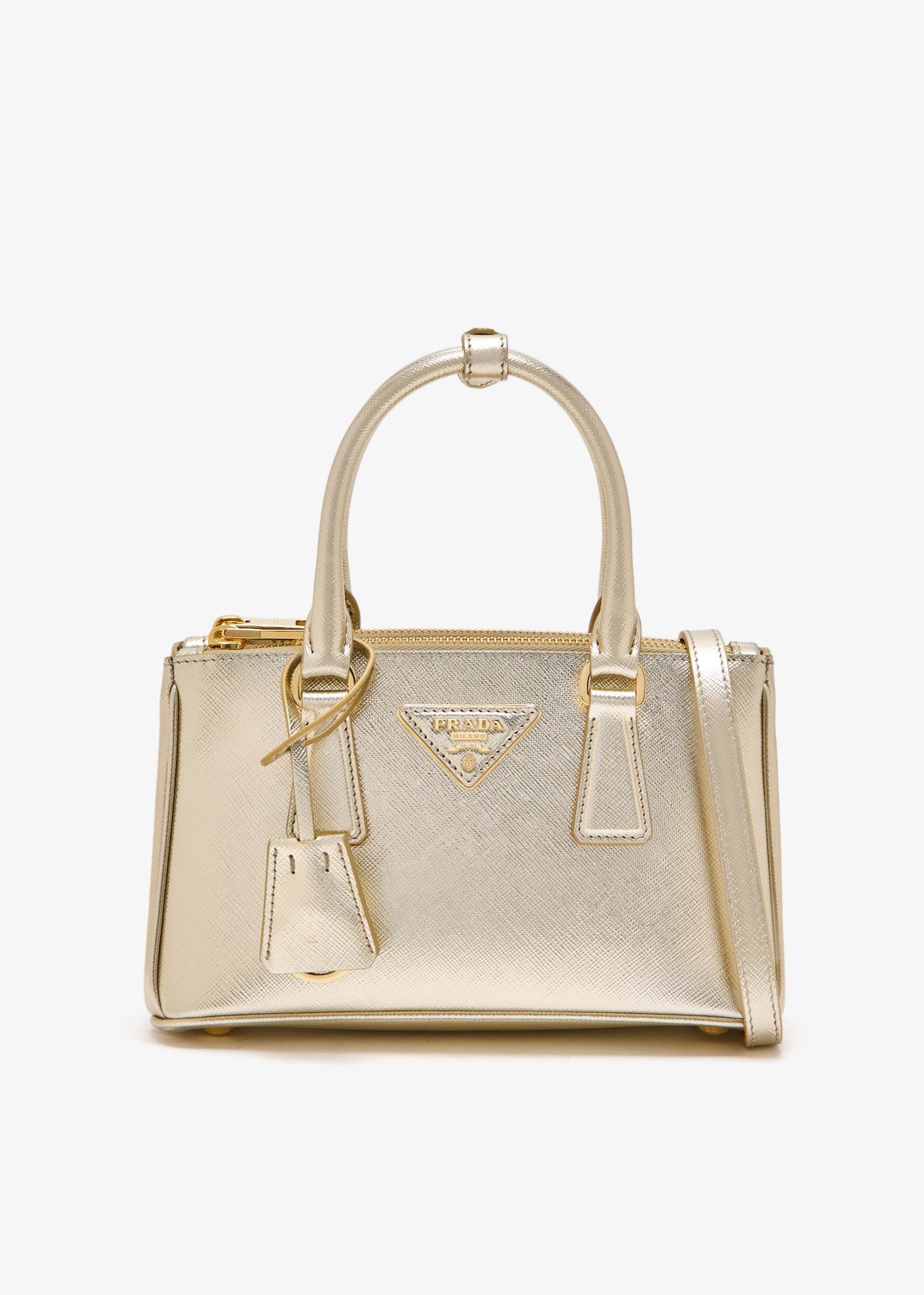 

Prada Galleria patent saffiano leather mini bag, Gold