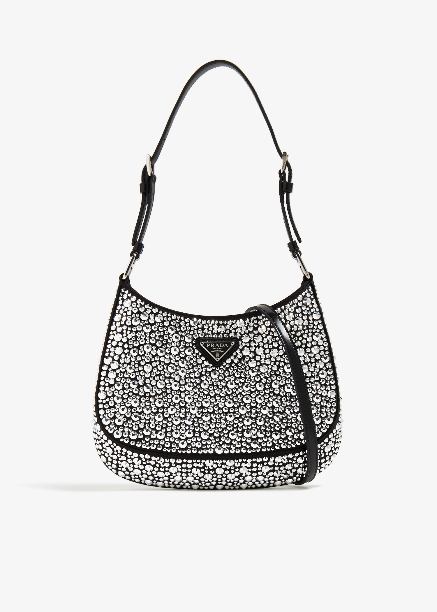 

Cleo satin crystal shoulder bag, Black