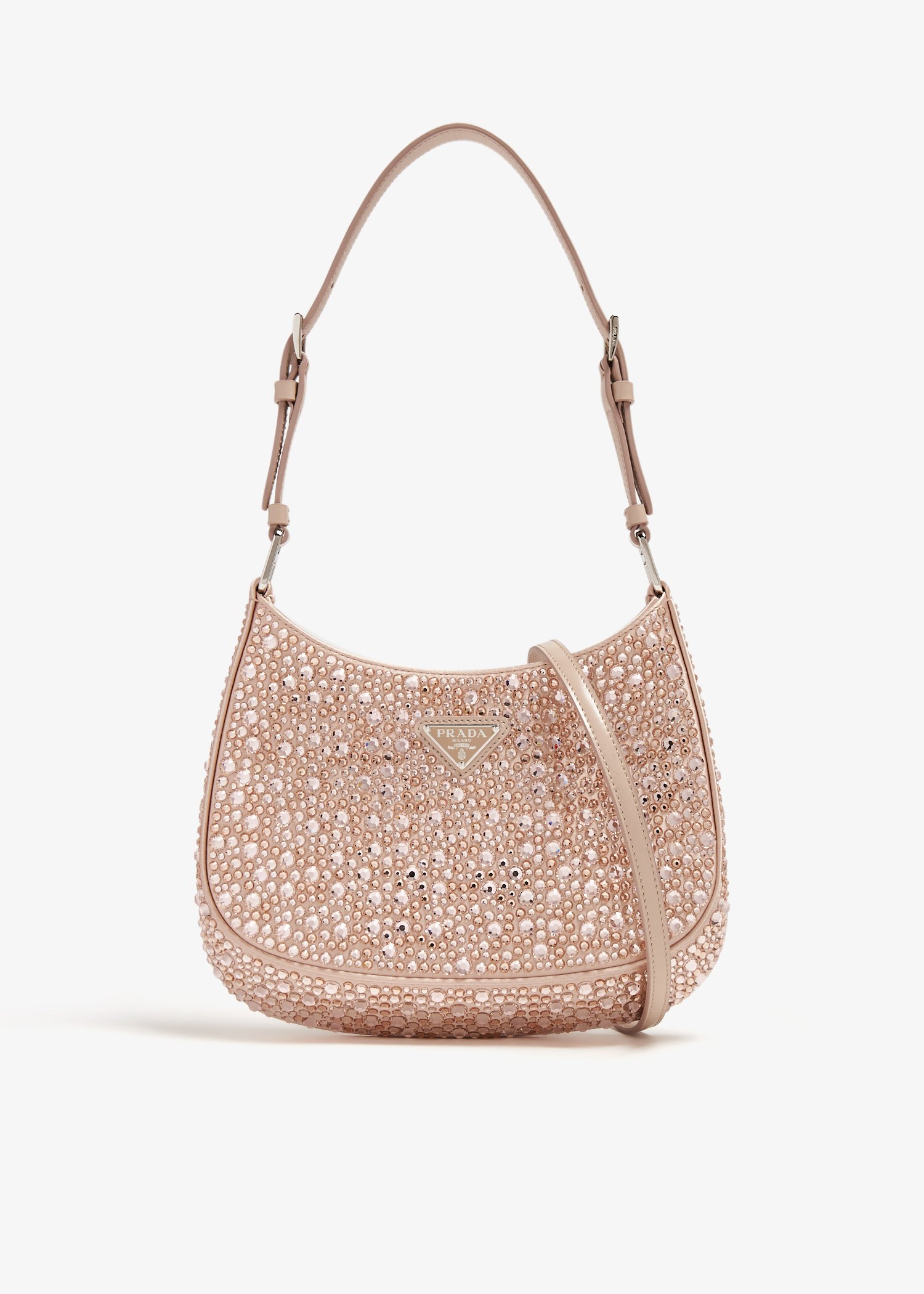 

Cleo satin crystal shoulder bag, Pink