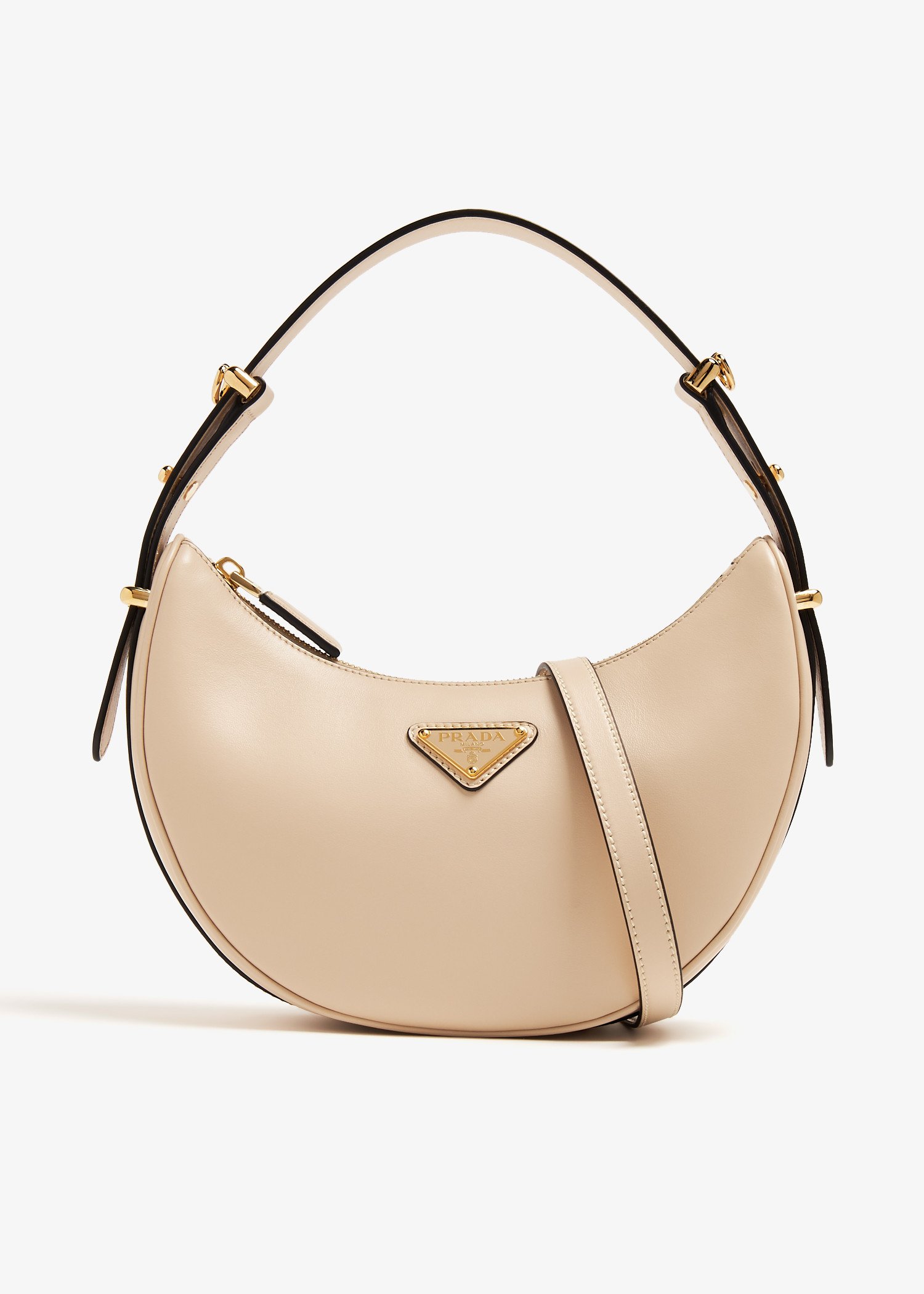 

Arqué leather shoulder bag, Beige