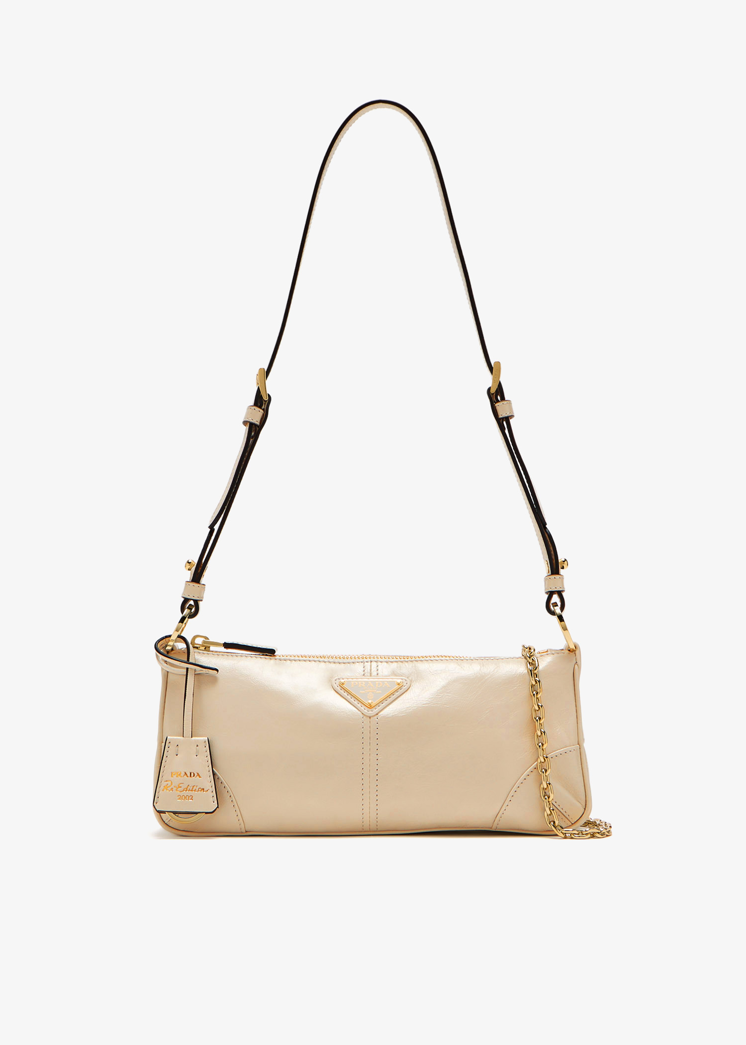 

Prada Re-Edition 2002 medium leather shoulder bag, Cream