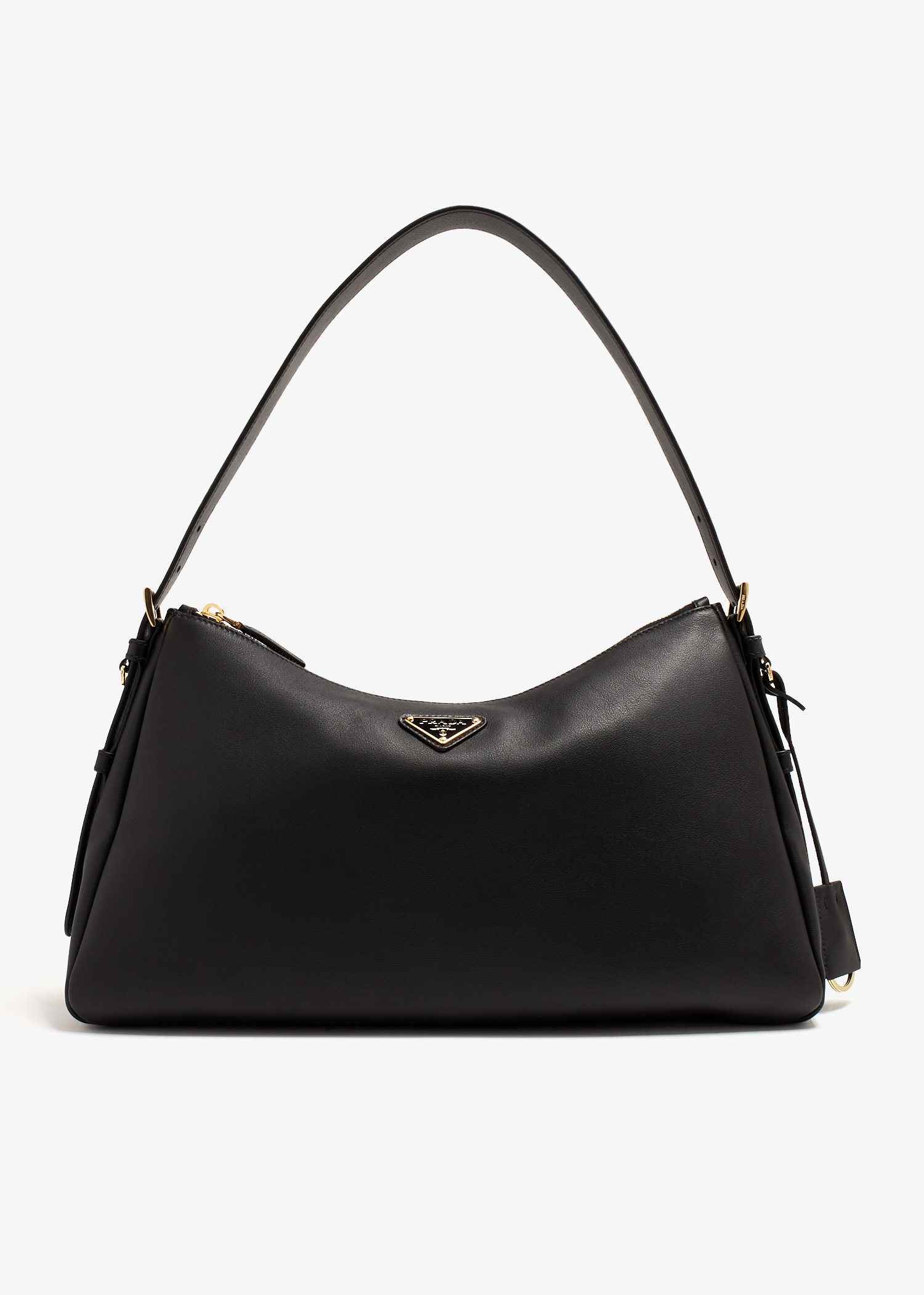

Prada Aimée large leather shoulder bag, Black