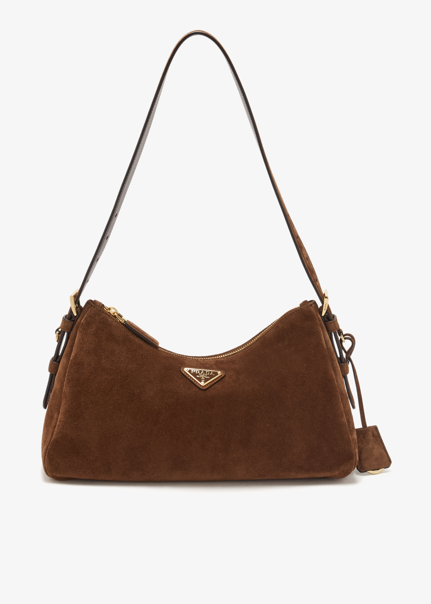 

Prada Aimée medium suede shoulder bag, Brown