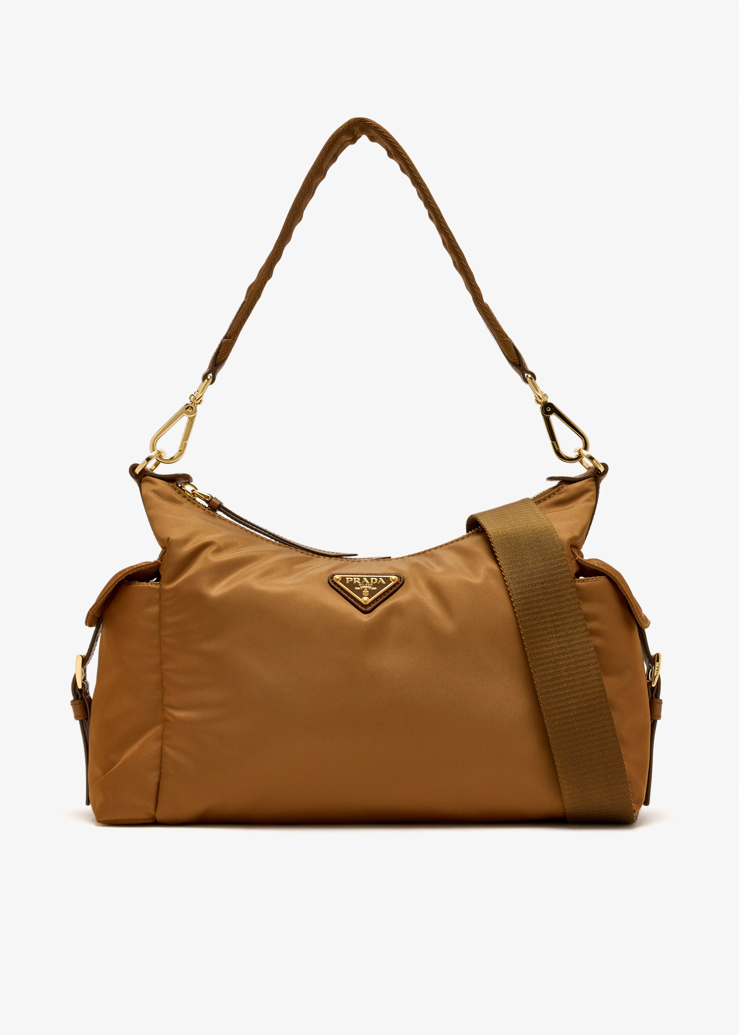 

Prada Explore large Re-Nylon and leather bag, Brown