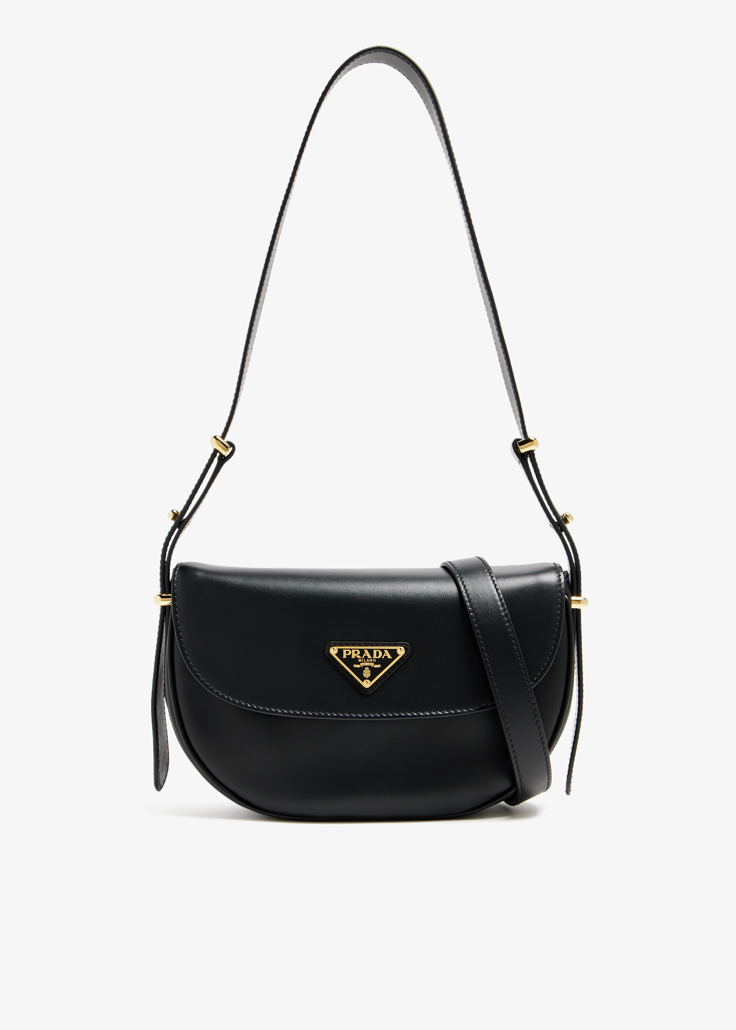 

Prada Arqué leather flap shoulder bag, Black