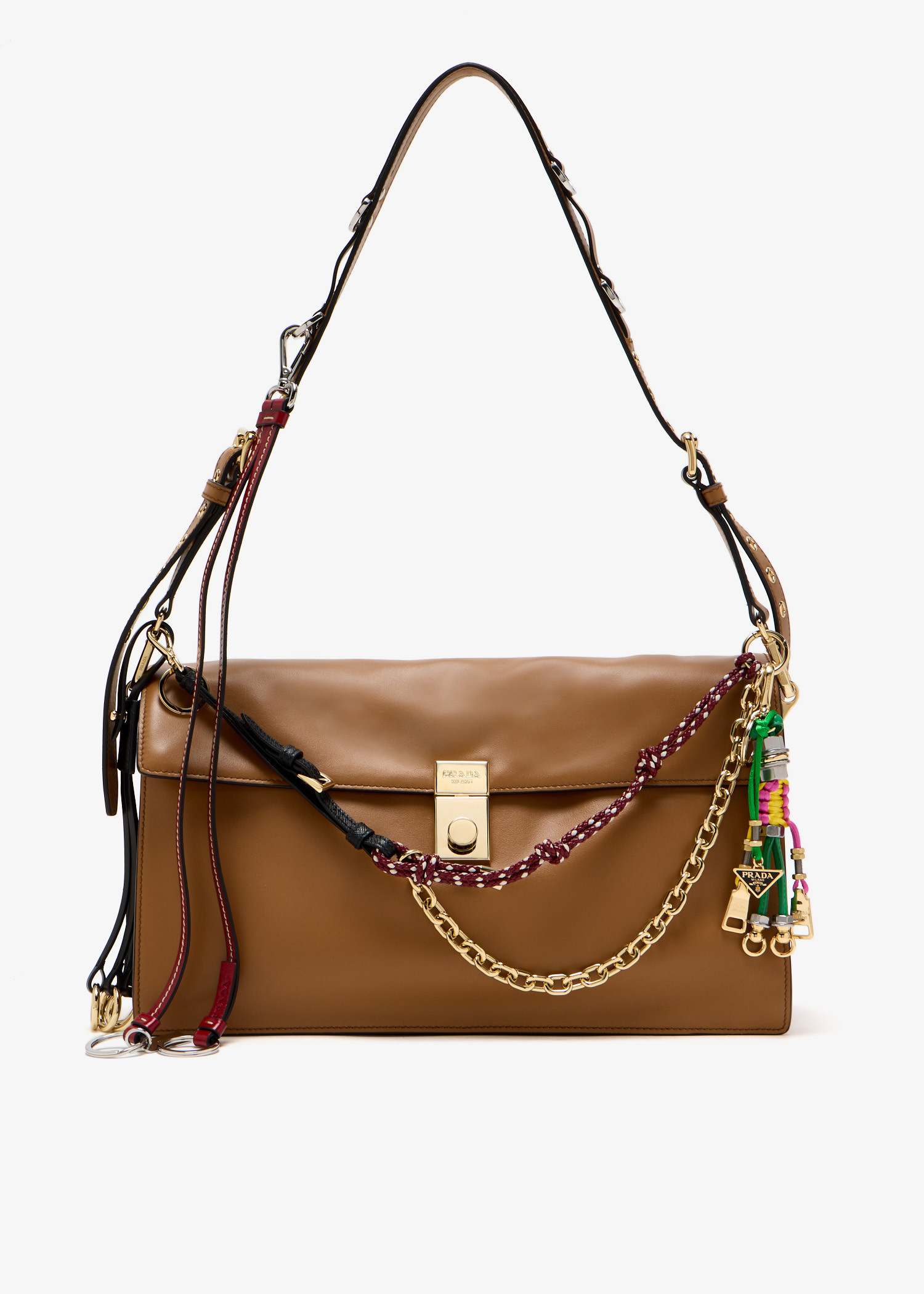 

Prada Soft Sound large leather shoulder bag, Brown