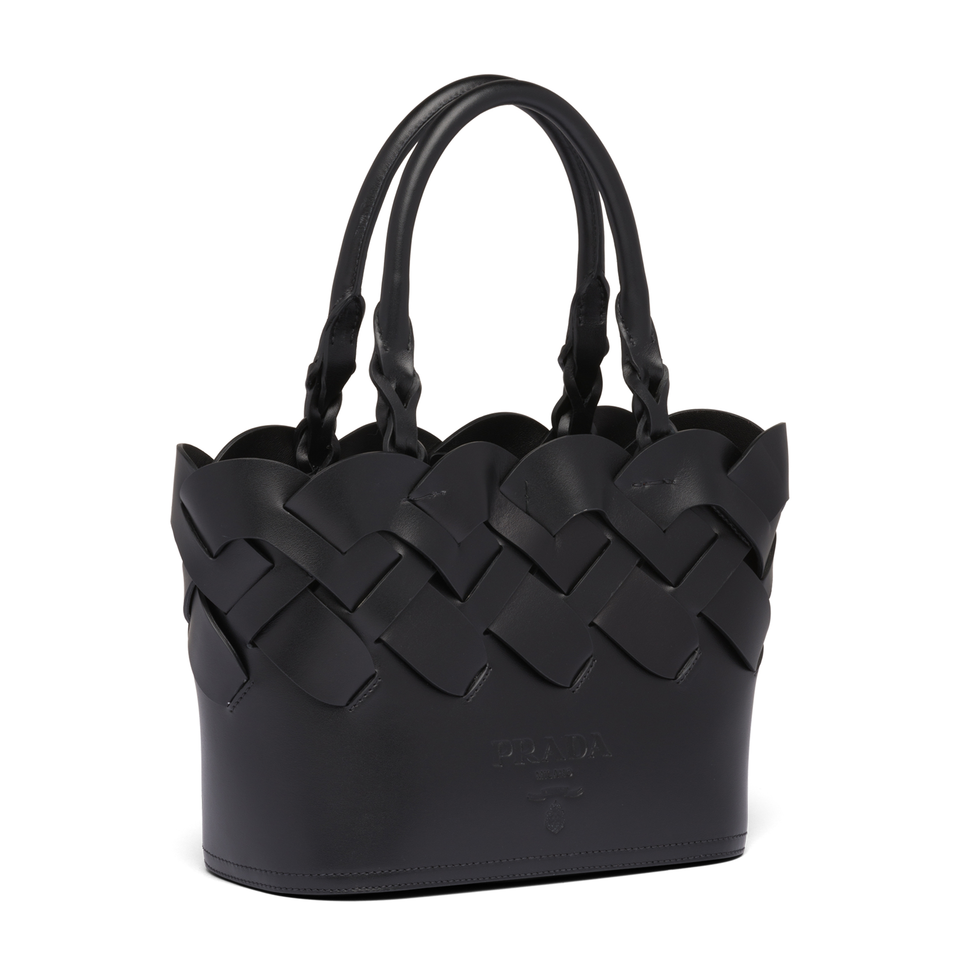 

Woven leather tote bag, Black