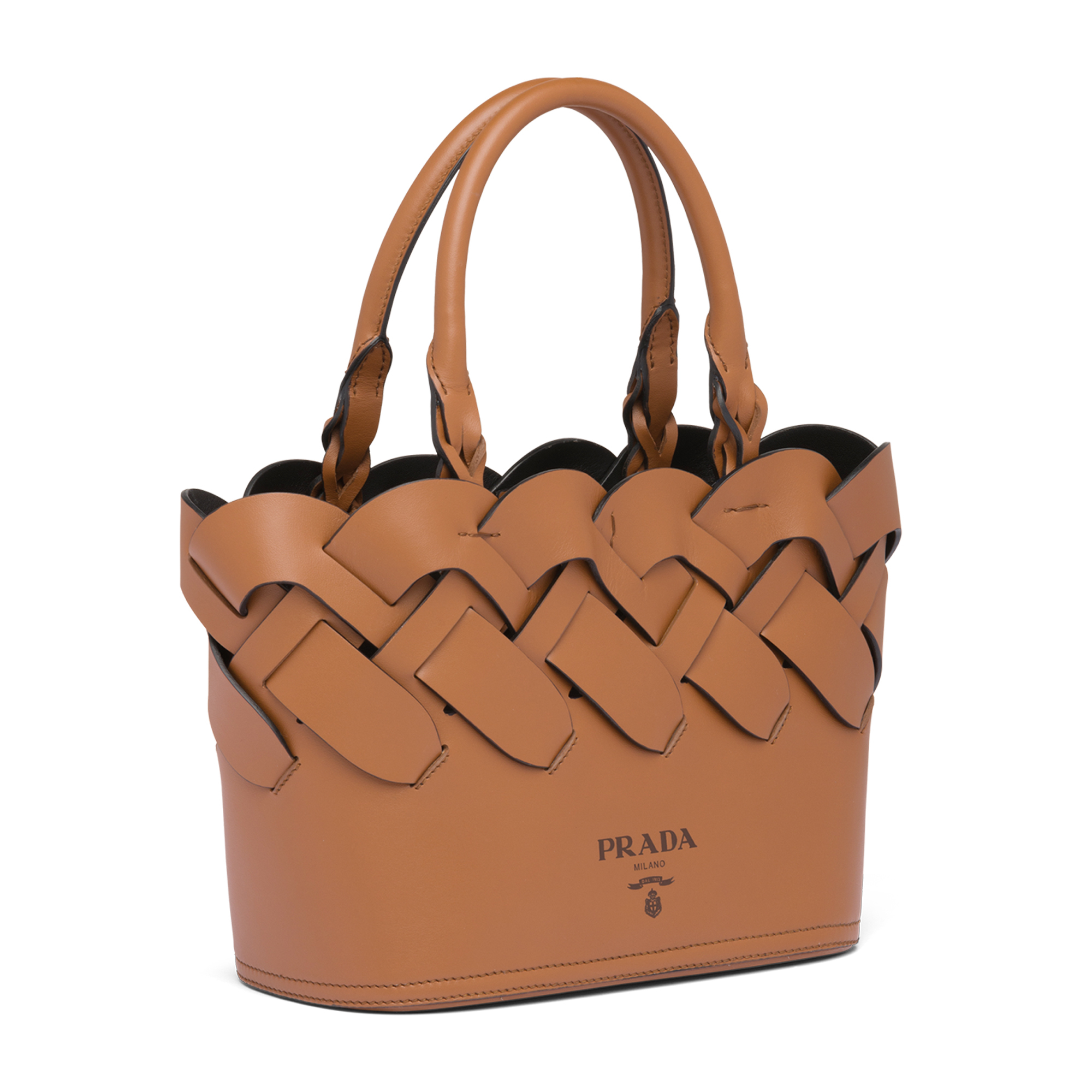 

Woven leather tote bag, Brown