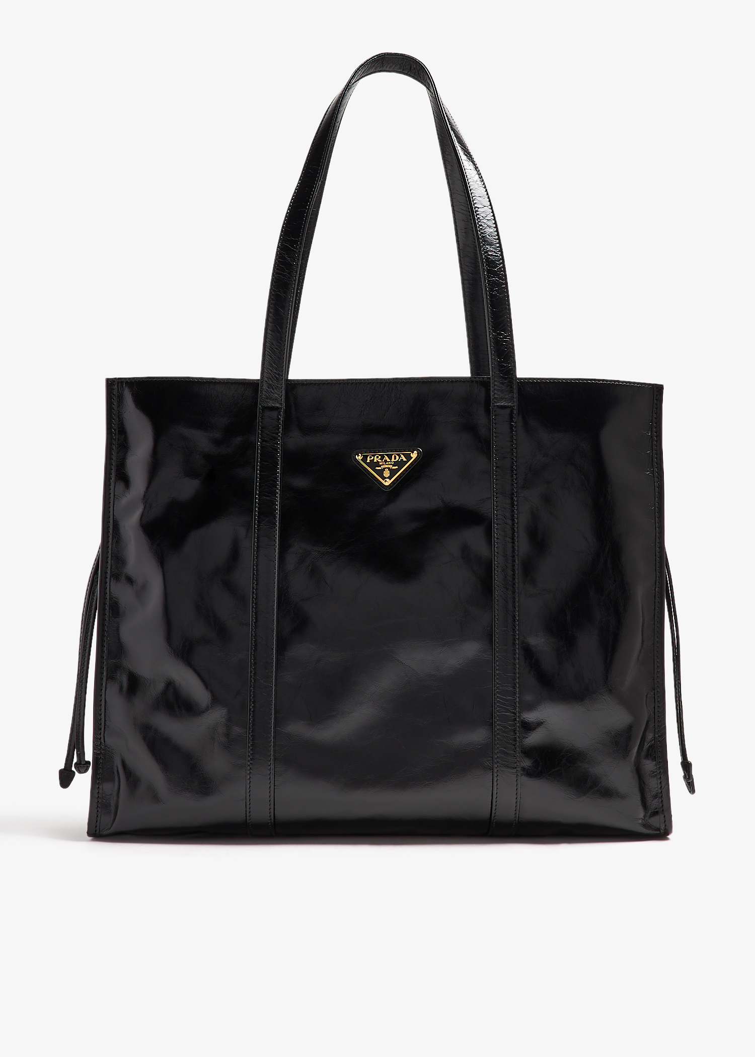 

Large leather tote bag, Black