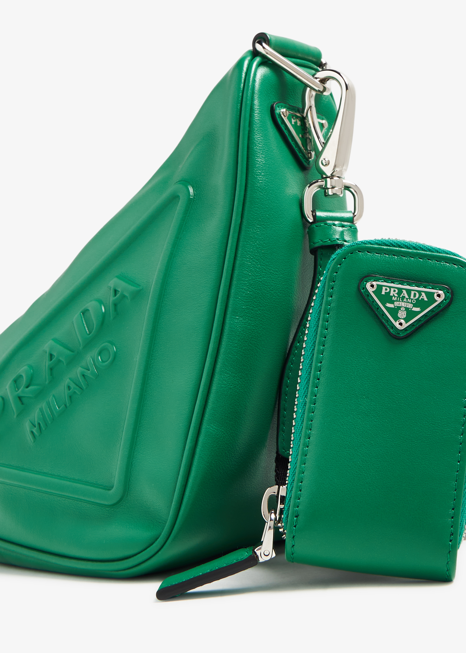 

Triangle leather shoulder bag, Green