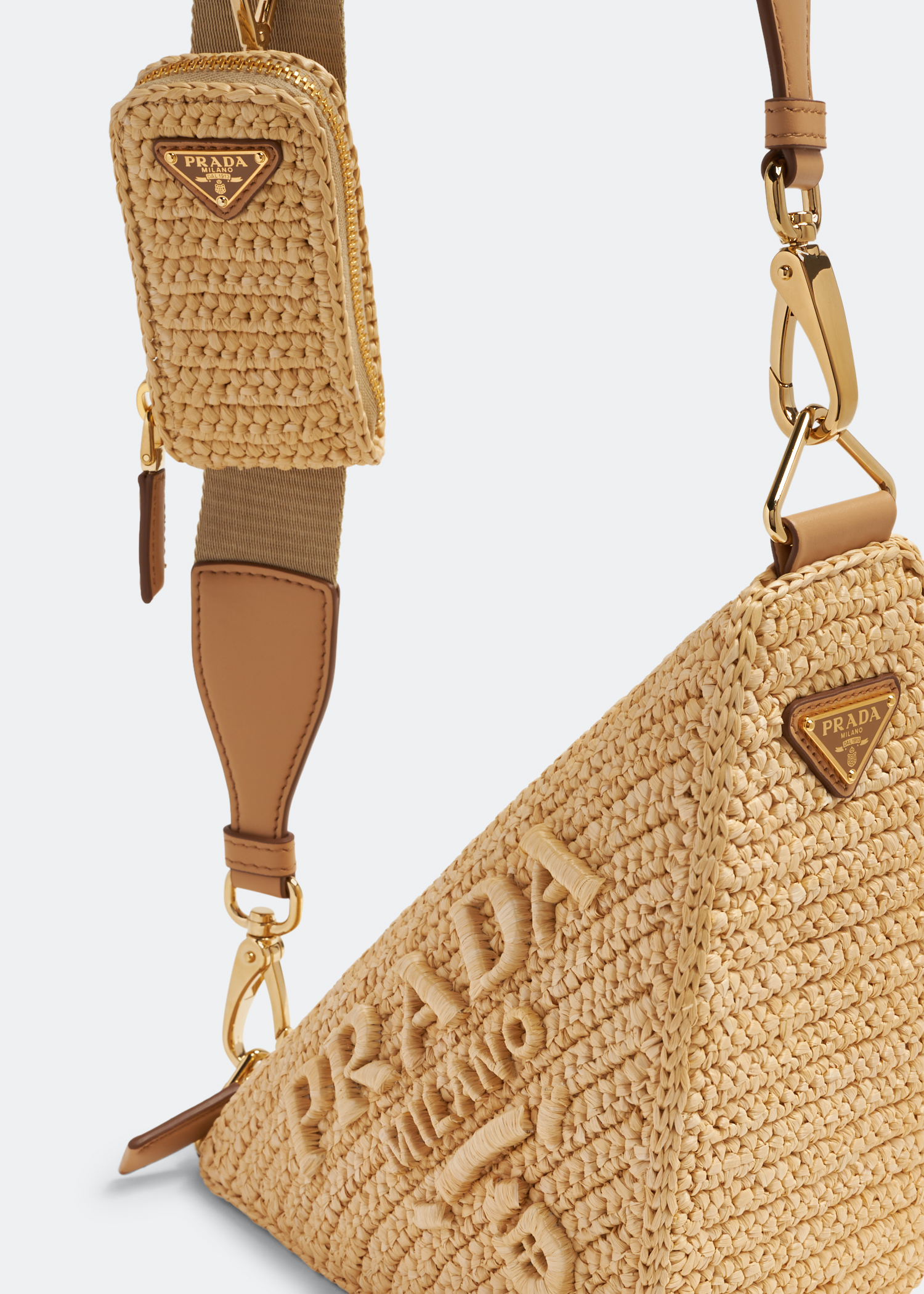 

Triangle crochet shoulder bag, Beige