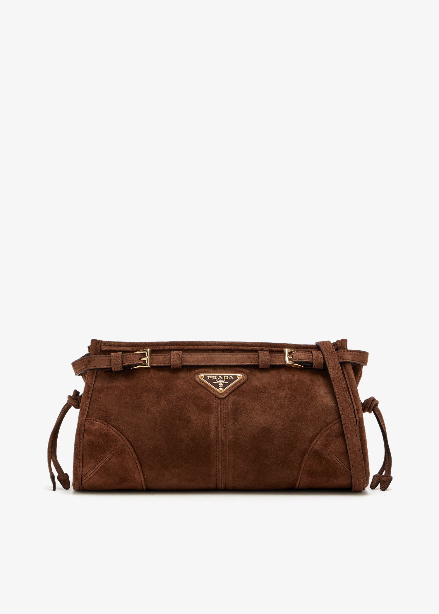 

Prada Bonnie small suede shoulder bag, Brown