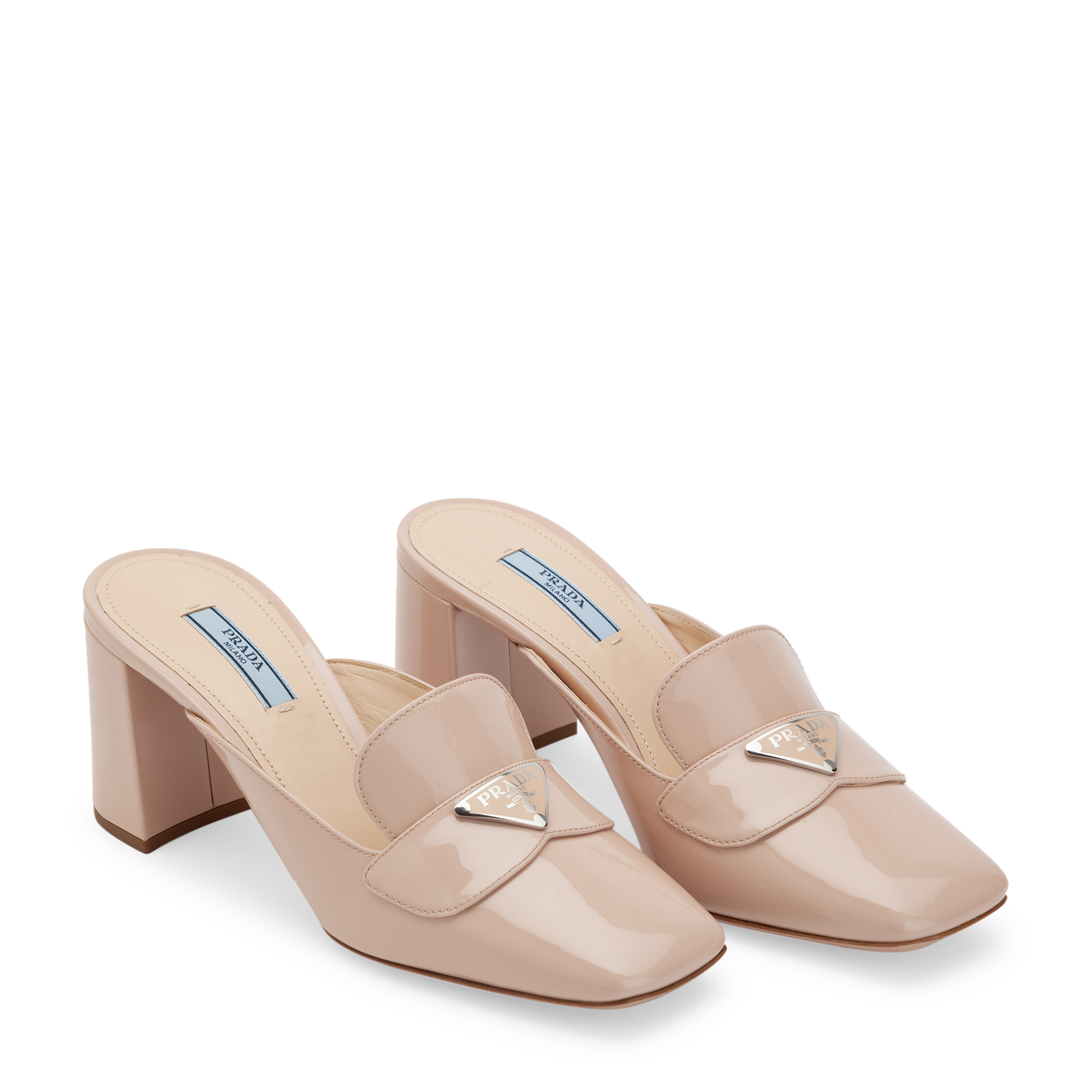 

Patent leather mules, Beige