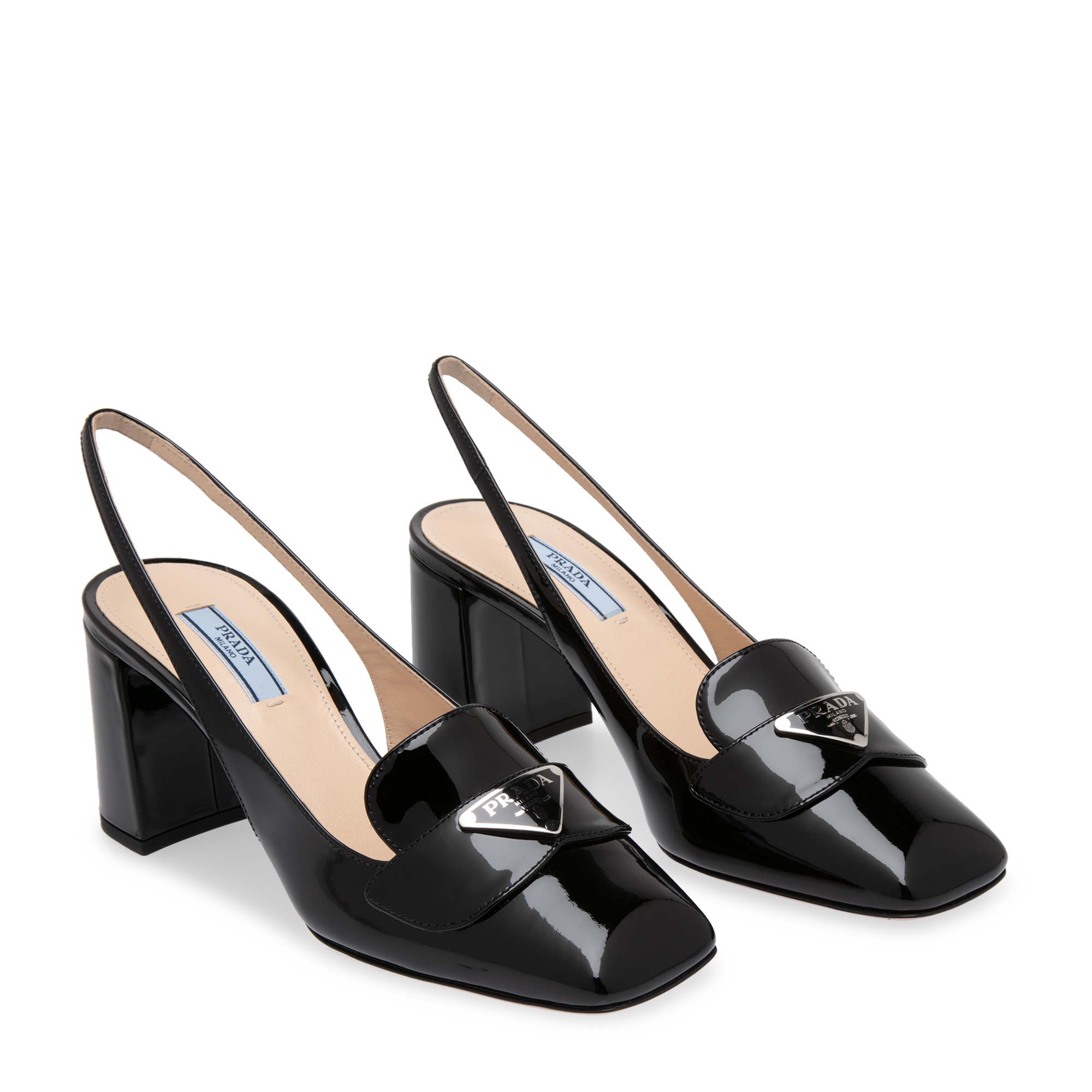 

Patent leather slingback pumps, Black